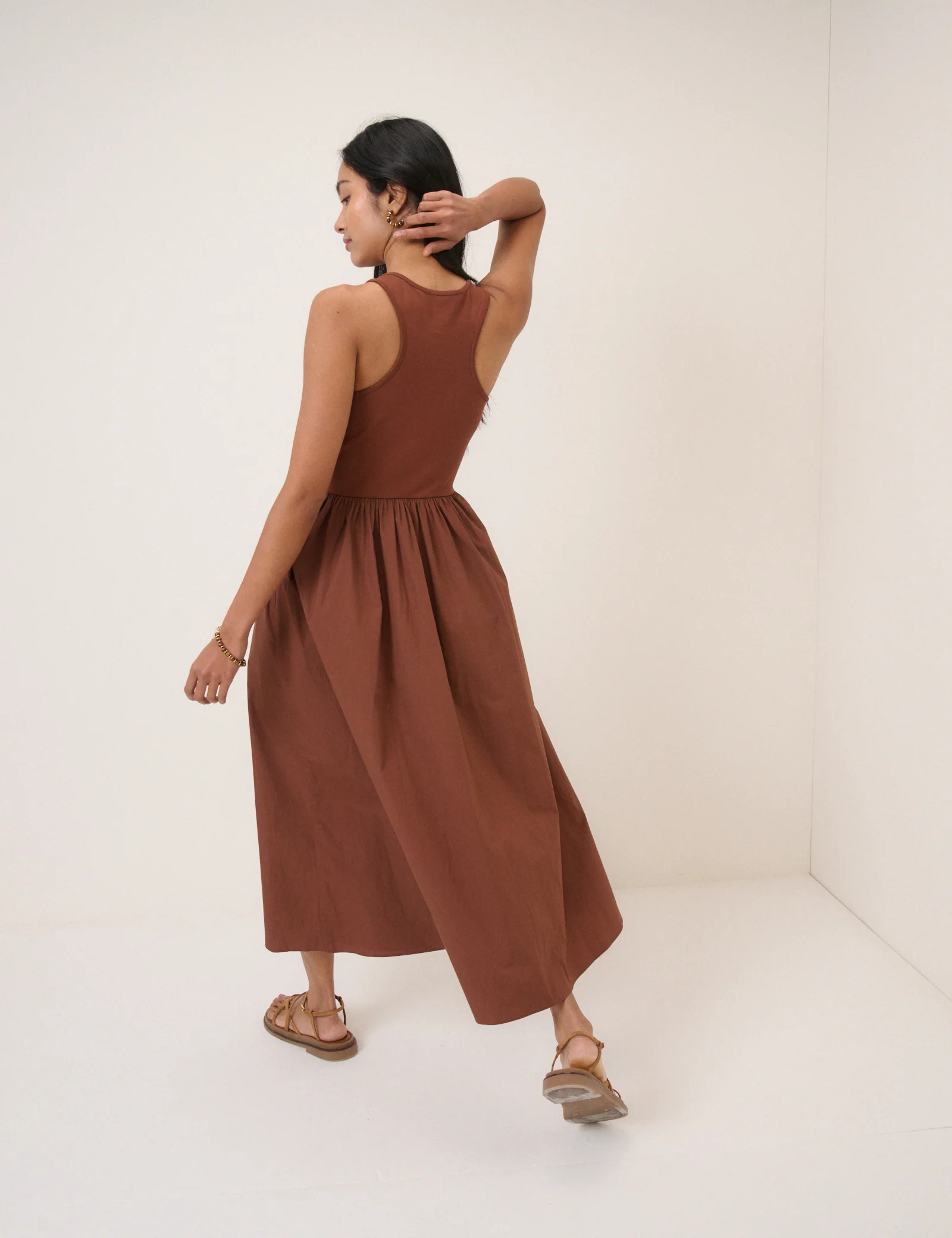 Brown Racer Back Lexie Midi Dress - Image 5