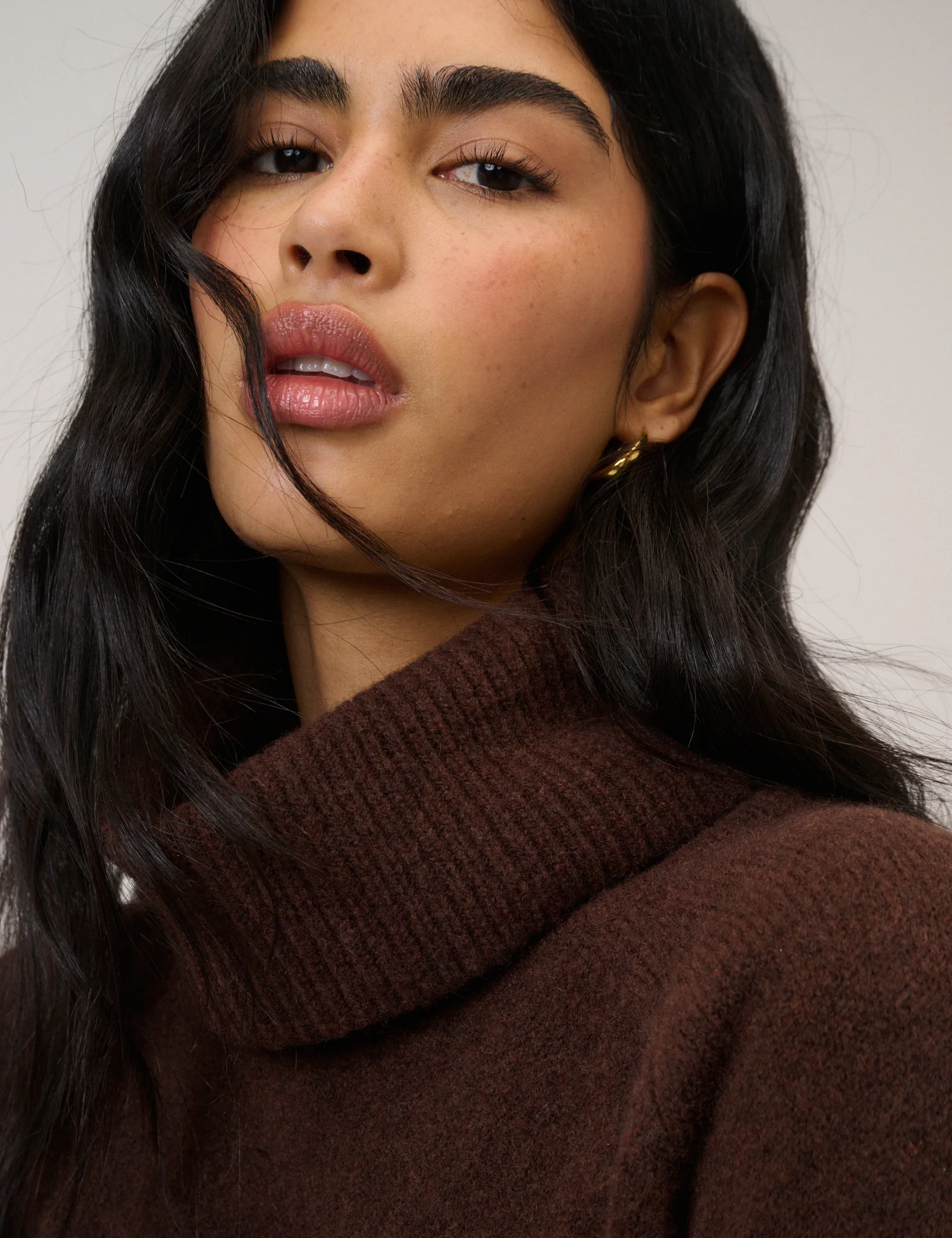 Chocolate Brown Roll Neck Longline Jumper - Image 3
