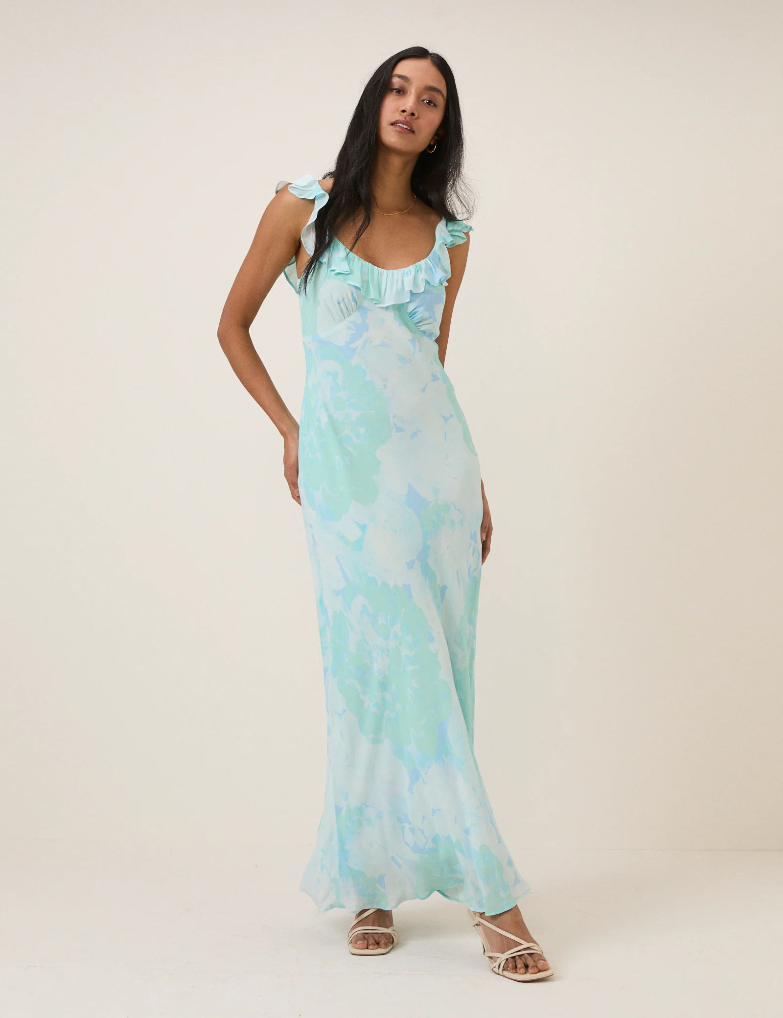 Blue Floral Chiffon Logan Maxi Dress - Image 2