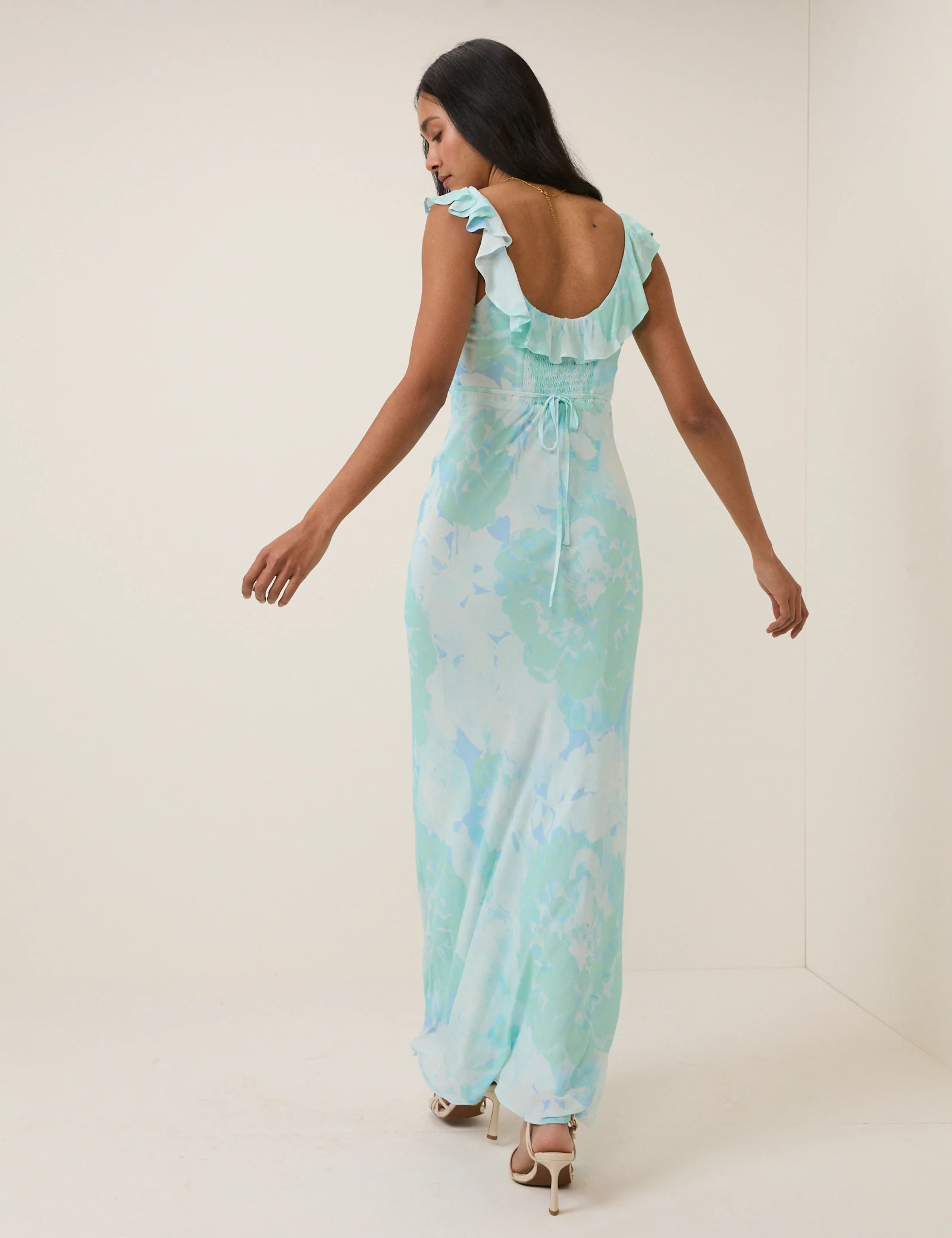 Blue Floral Chiffon Logan Maxi Dress - Image 5