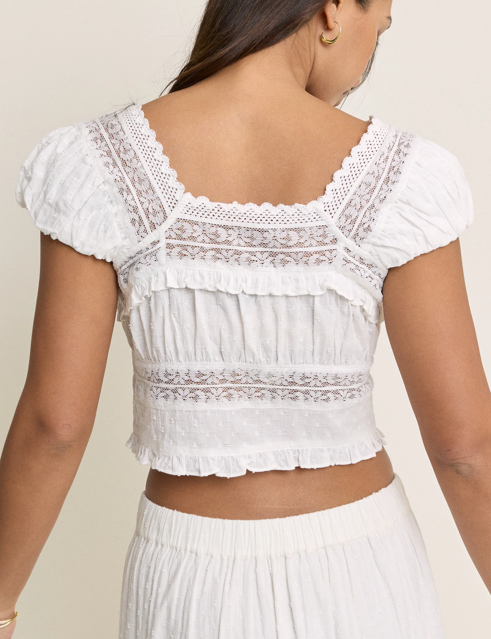 White Lace Short Sleeve Top - Image 5
