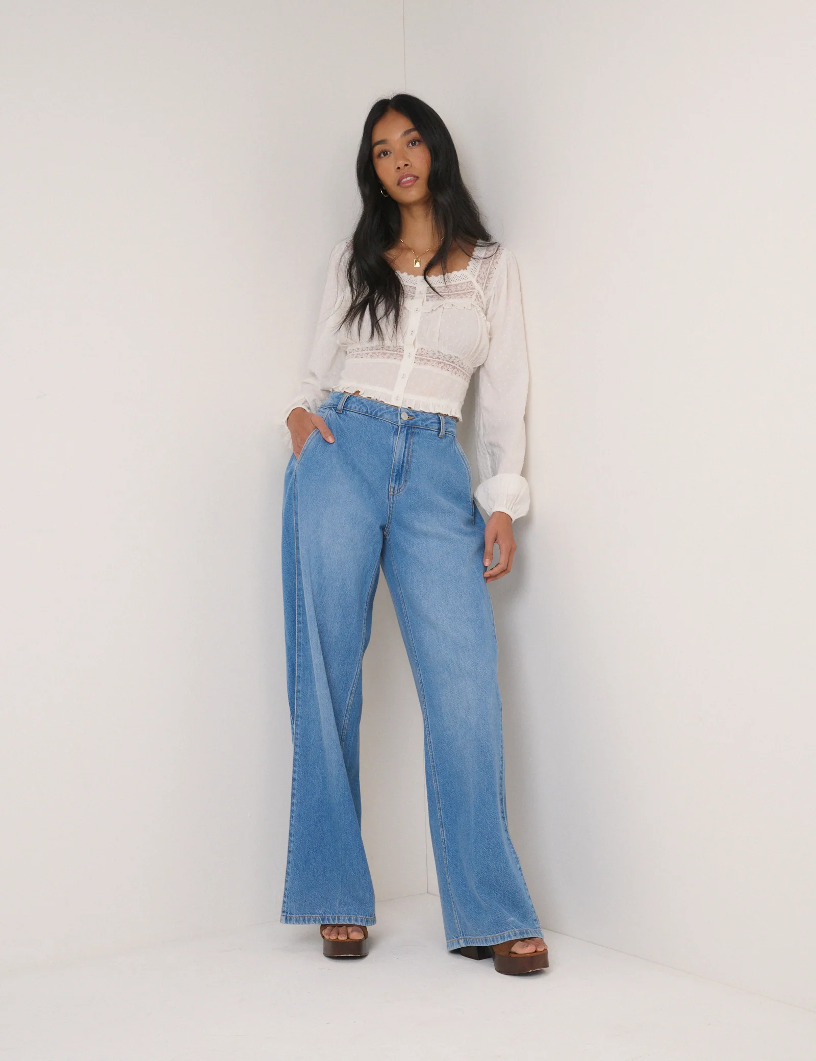 White Dobby Textured Blouse - Image 5