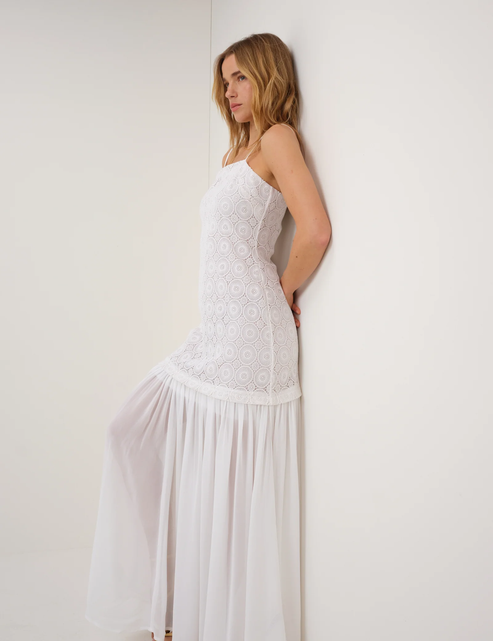 White Drop Waist Lulu Maxi Dress - Image 3
