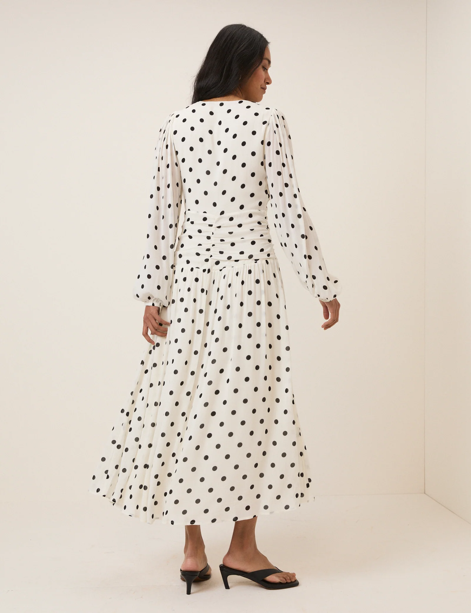 White Polka Dot Luna Midi Dress - Image 5