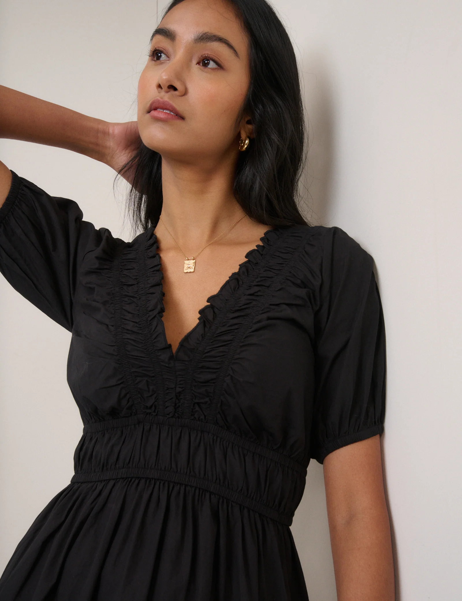 Black Tiered Madison Midi Dress - Image 3