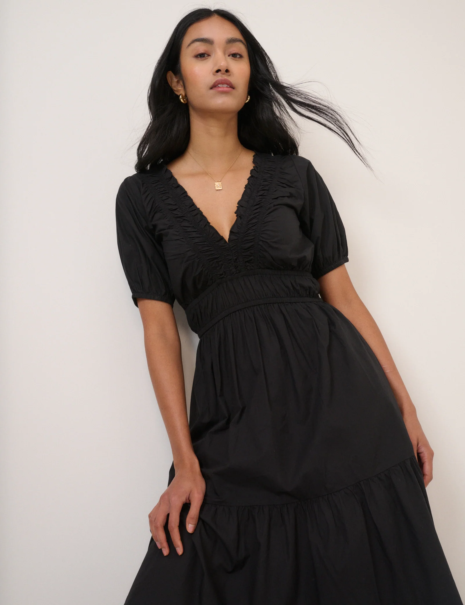 Black Tiered Madison Midi Dress - Image 4