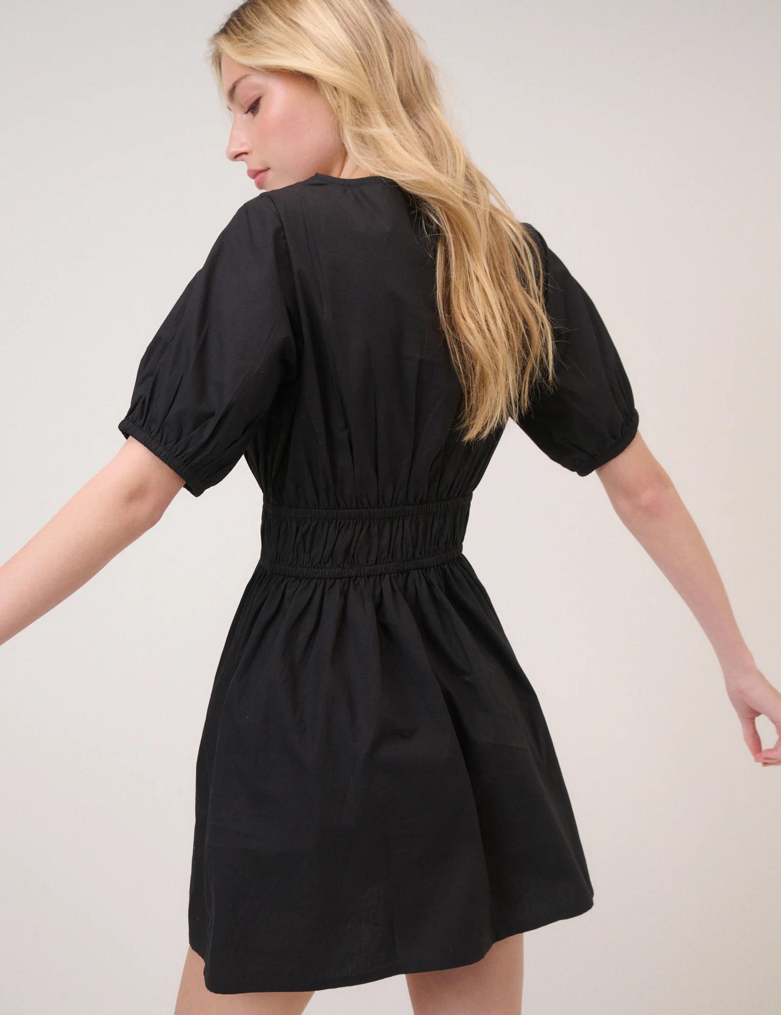 Black Puff Sleeve Madison Mini Dress - Image 5