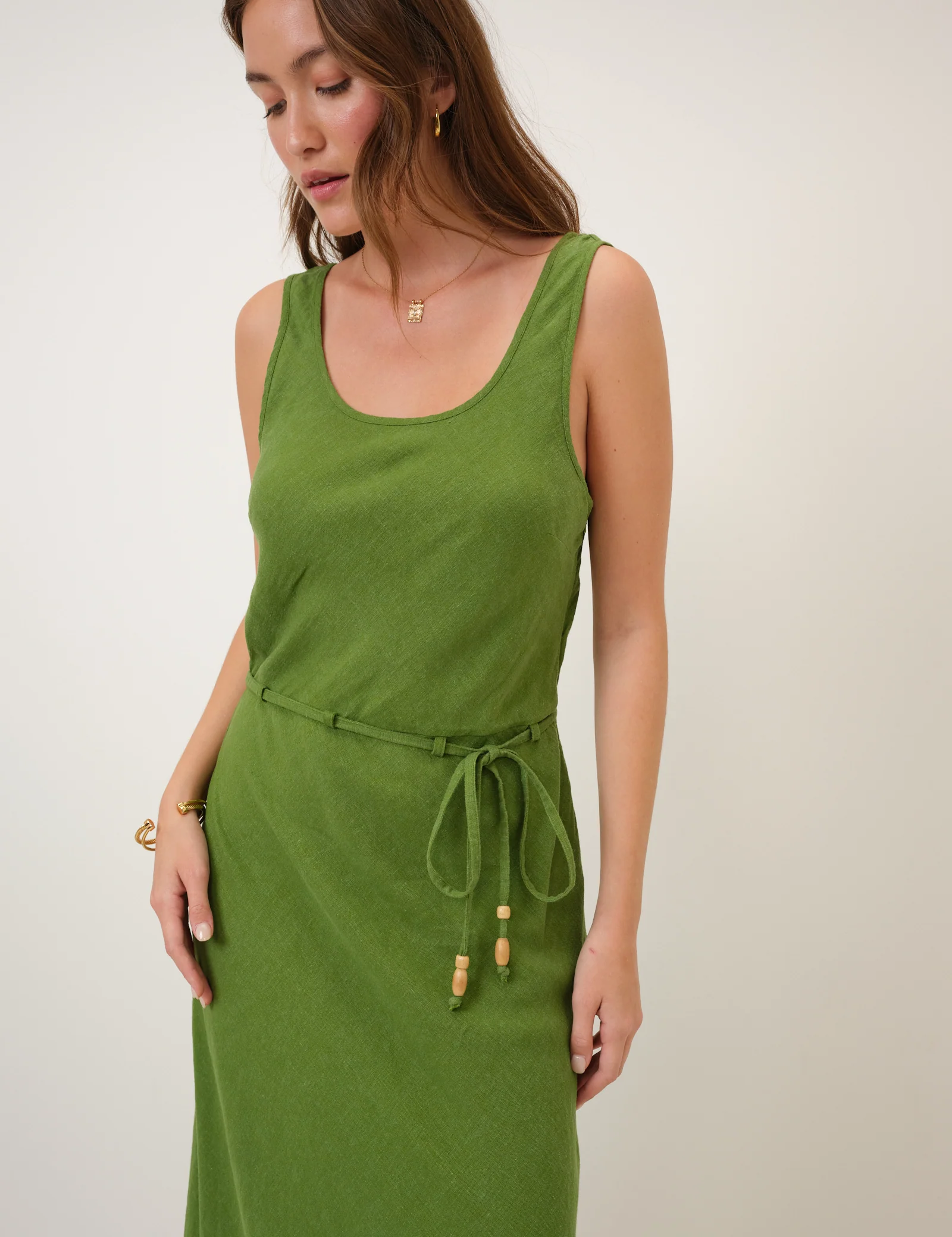 Green Linen-Blend Malia Maxi Dress - Image 2