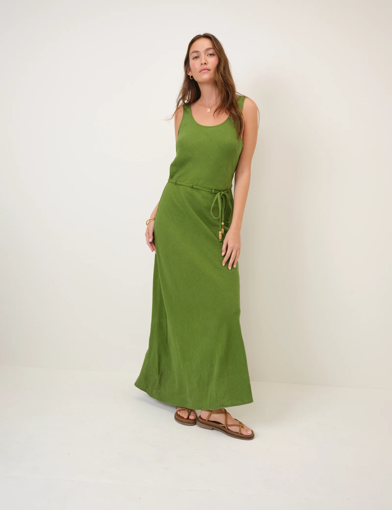 Green Linen-Blend Malia Maxi Dress - Image 5