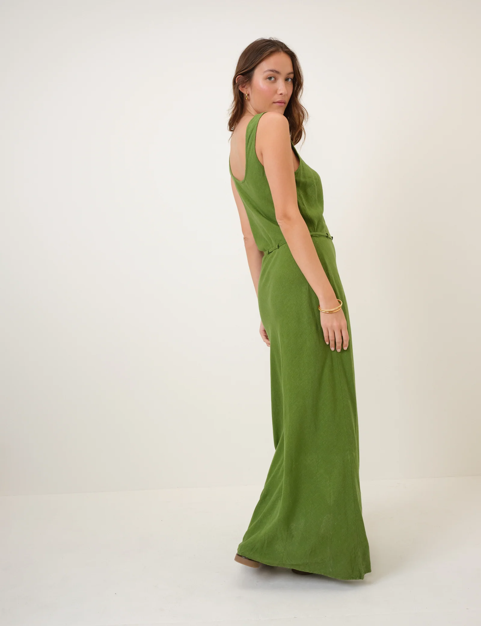 Green Linen-Blend Malia Maxi Dress - Image 6