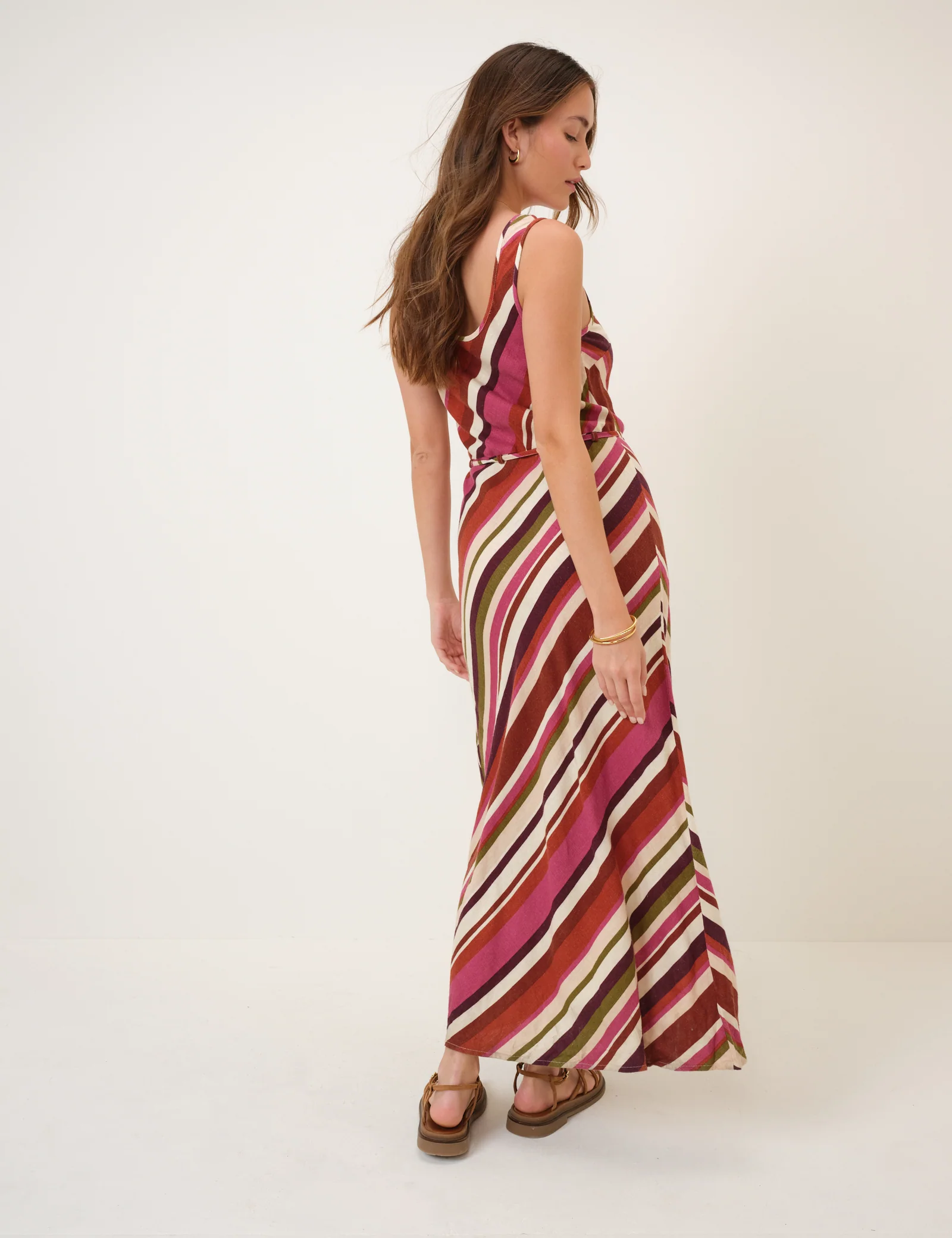 Multi Striped Linen-Blend Malia Maxi Dress - Image 4