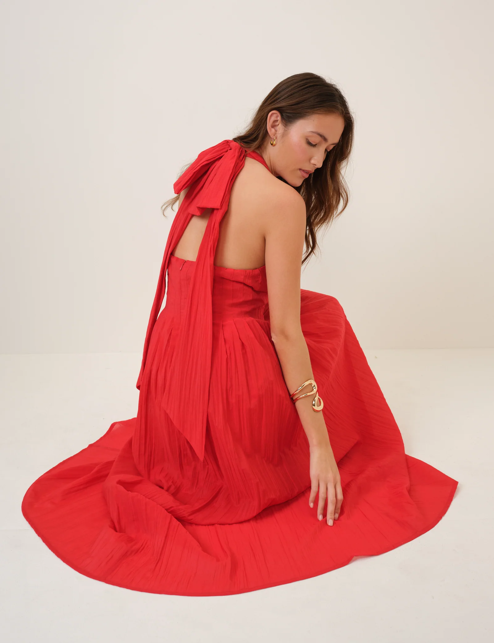 Red Halterneck Marceline Maxi Dress - Image 4