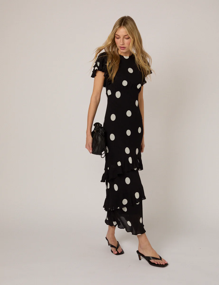 Black Polka Dot Marley Maxi Dress - Image 3