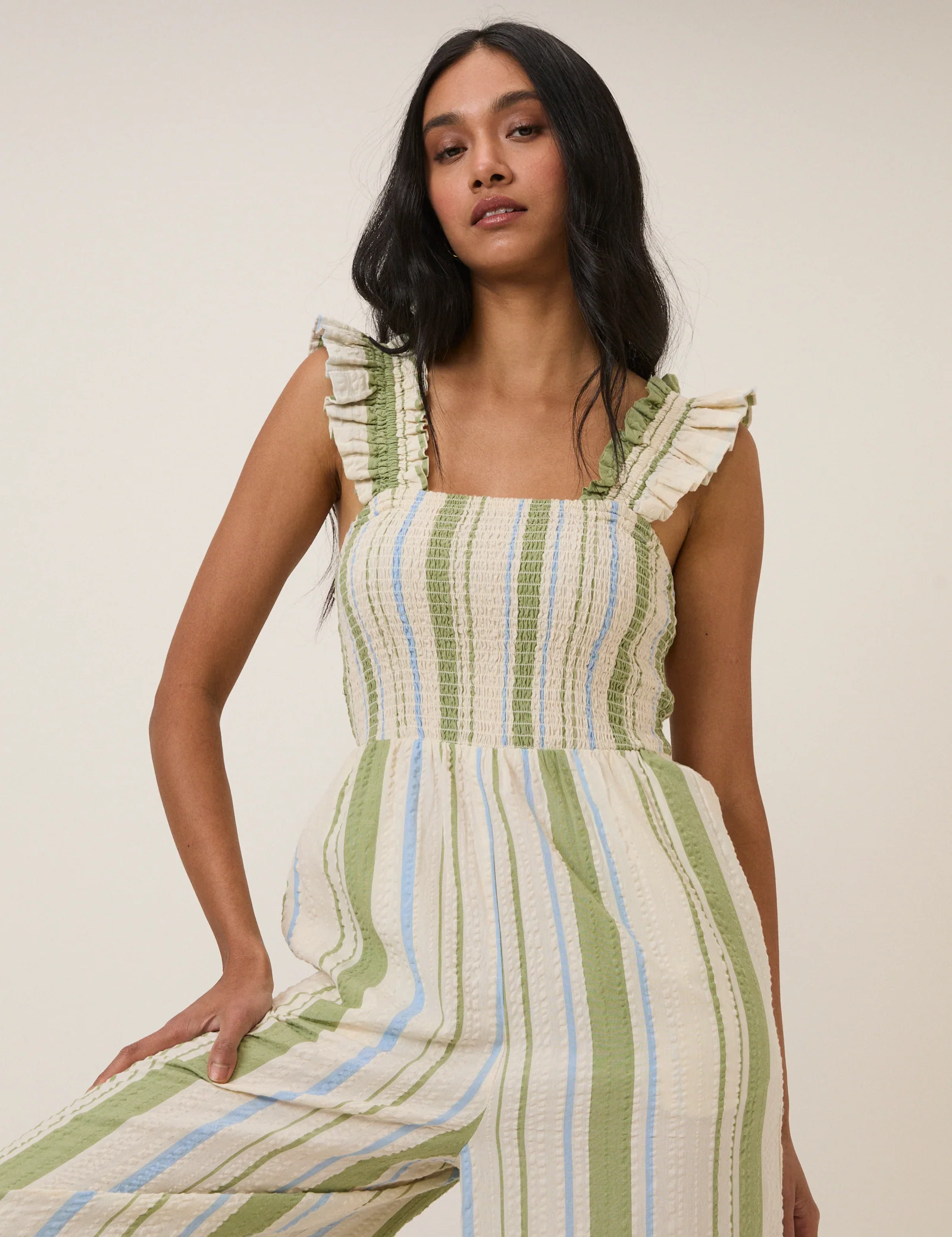 Green & Blue Striped Maya Jumpsuit - Image 2