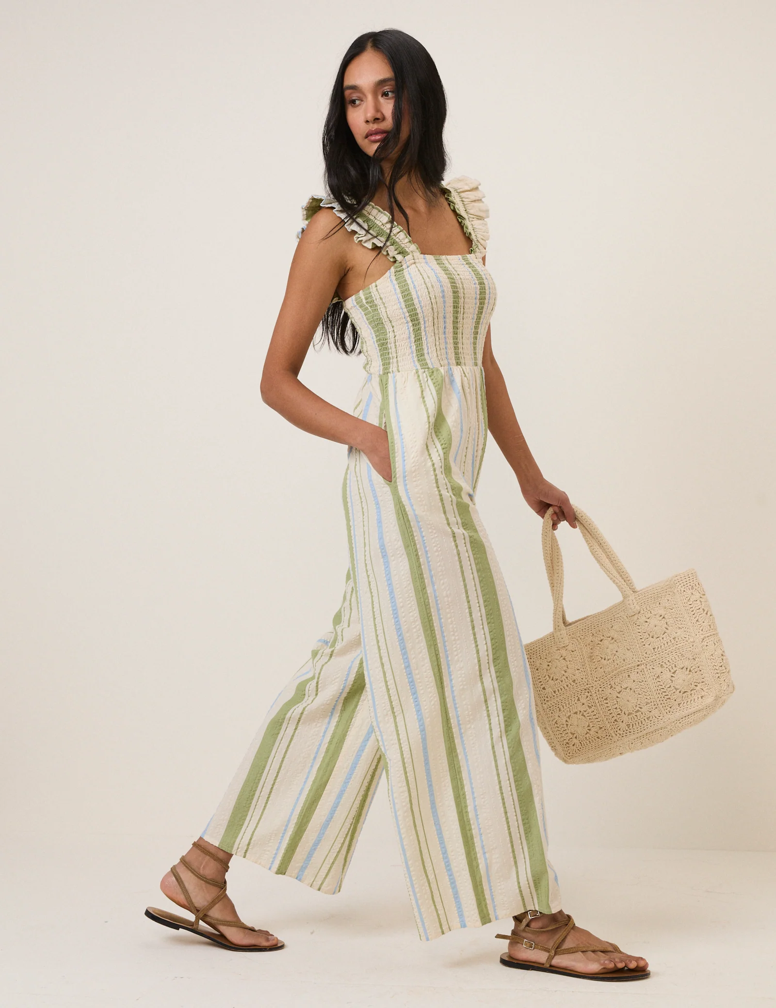 Green & Blue Striped Maya Jumpsuit - Image 3