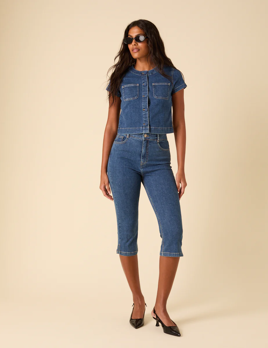Mid-wash Denim Button Down Top - Image 5