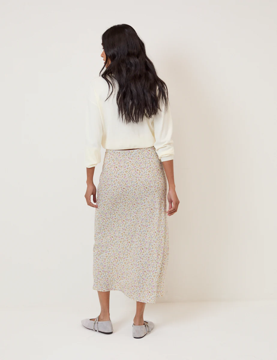 Cream Ditsy Floral Mila Midi Skirt - Image 5