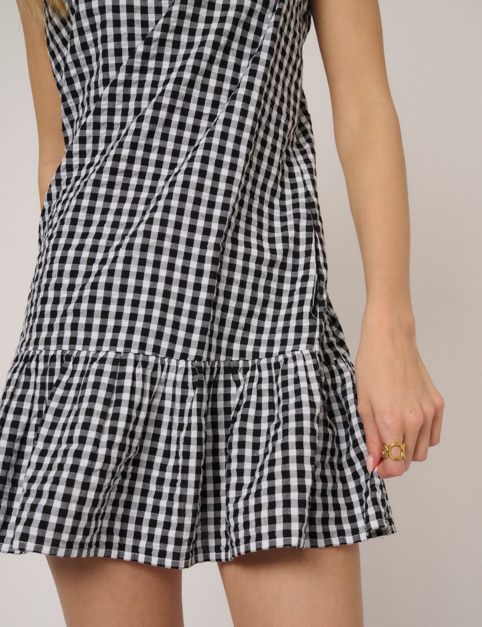 Black Gingham Millie Mini Dress - Image 4