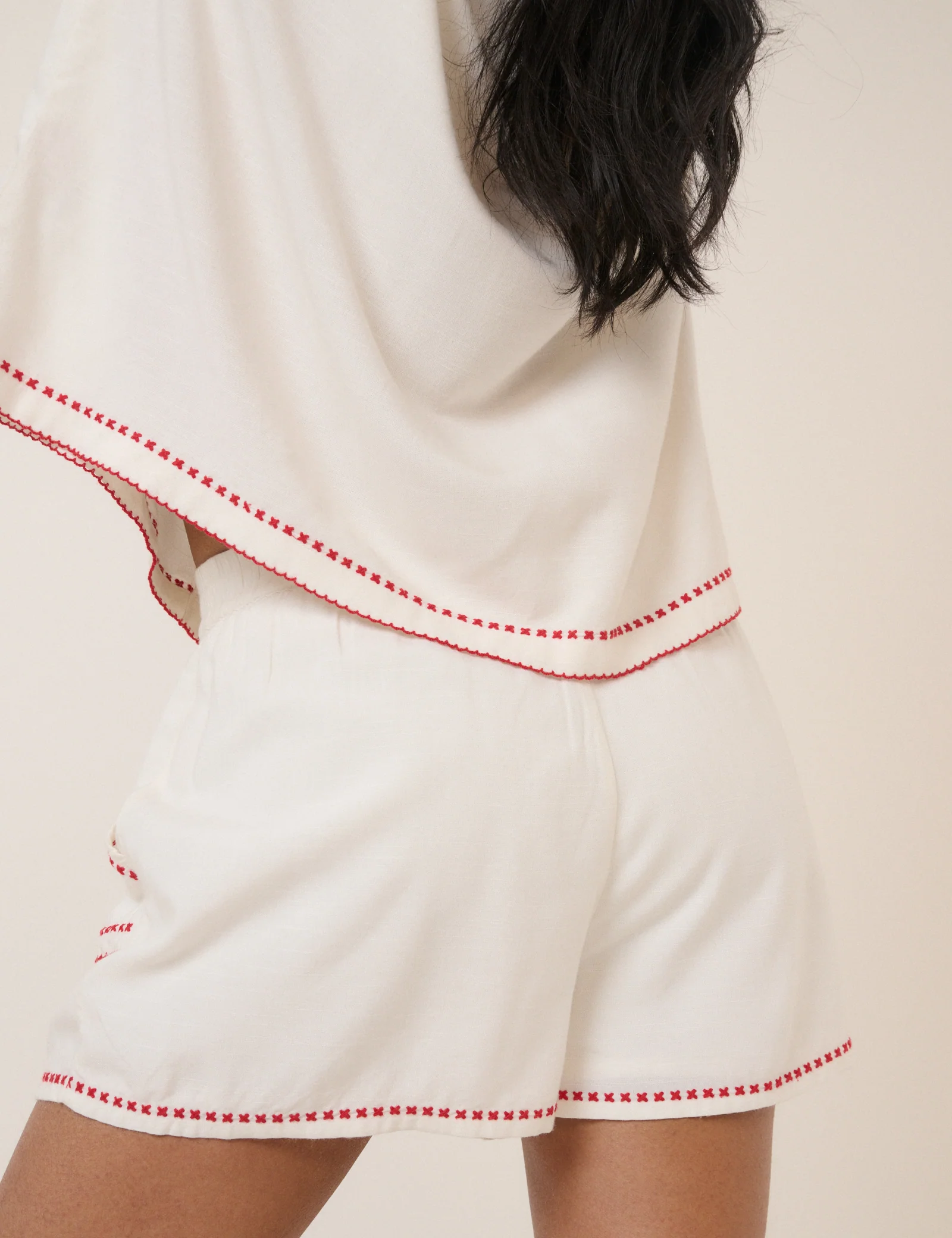 White Embroidered Shorts - Image 6