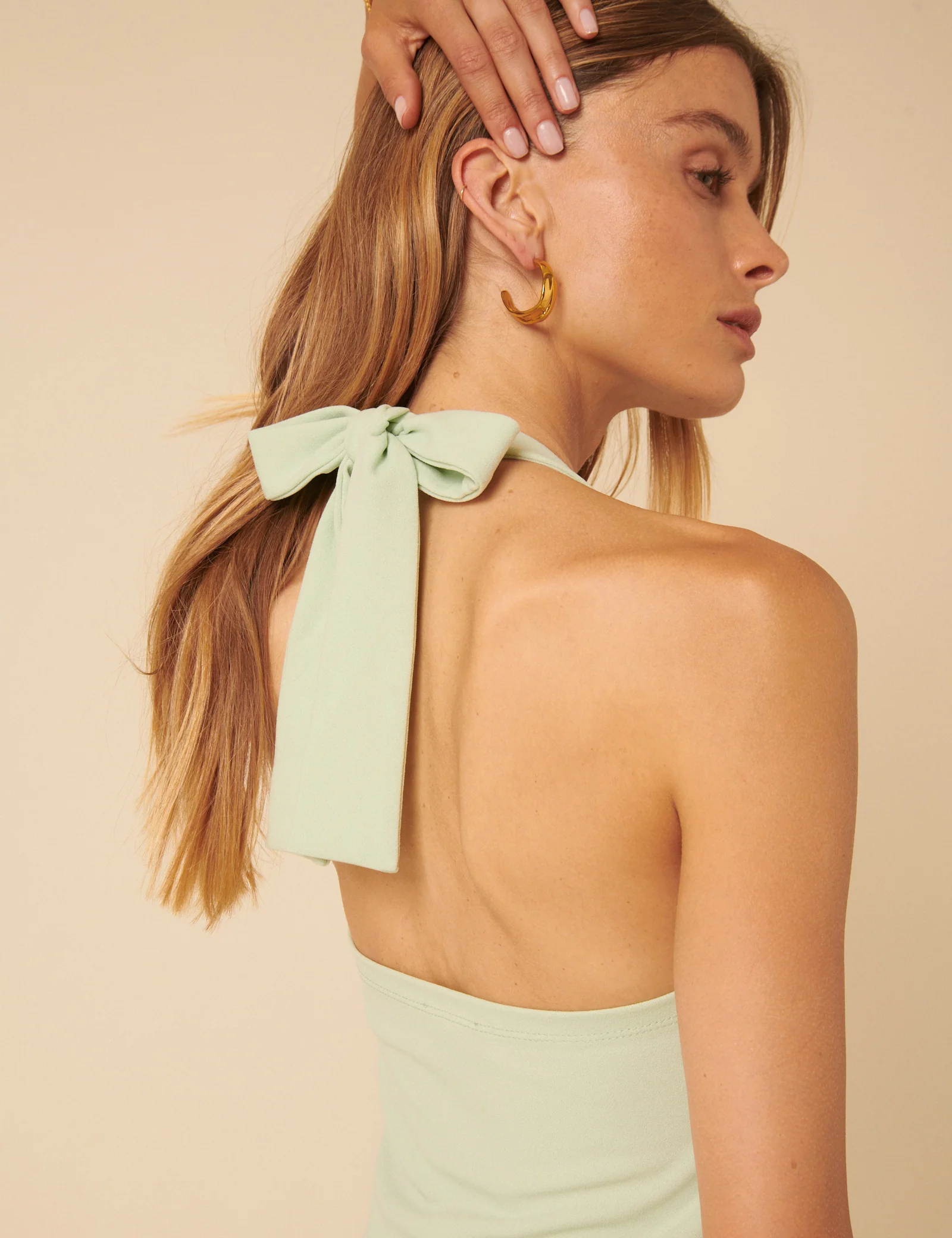 Mint Green Halterneck Amie Midi Dress - Image 3