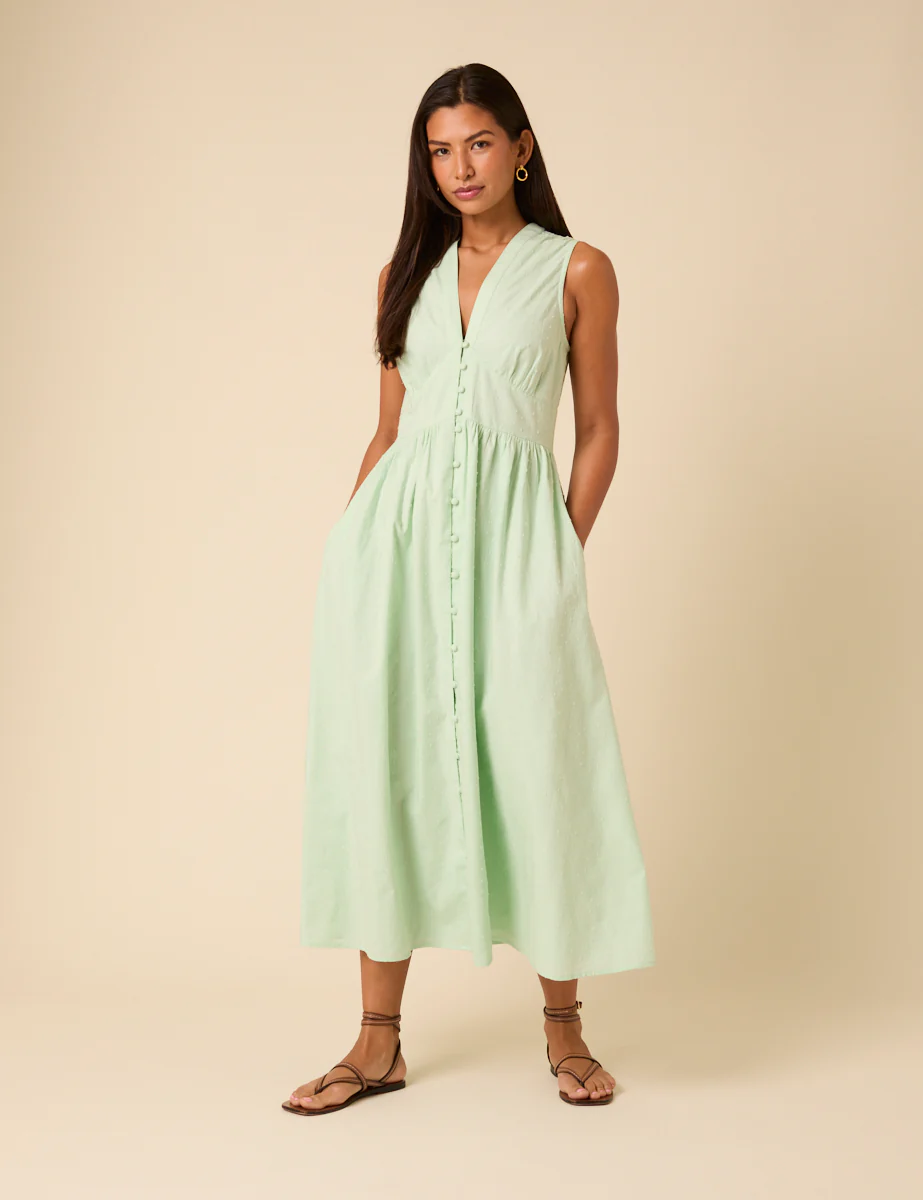Mint Green Sleeveless Starlight Midi Dress