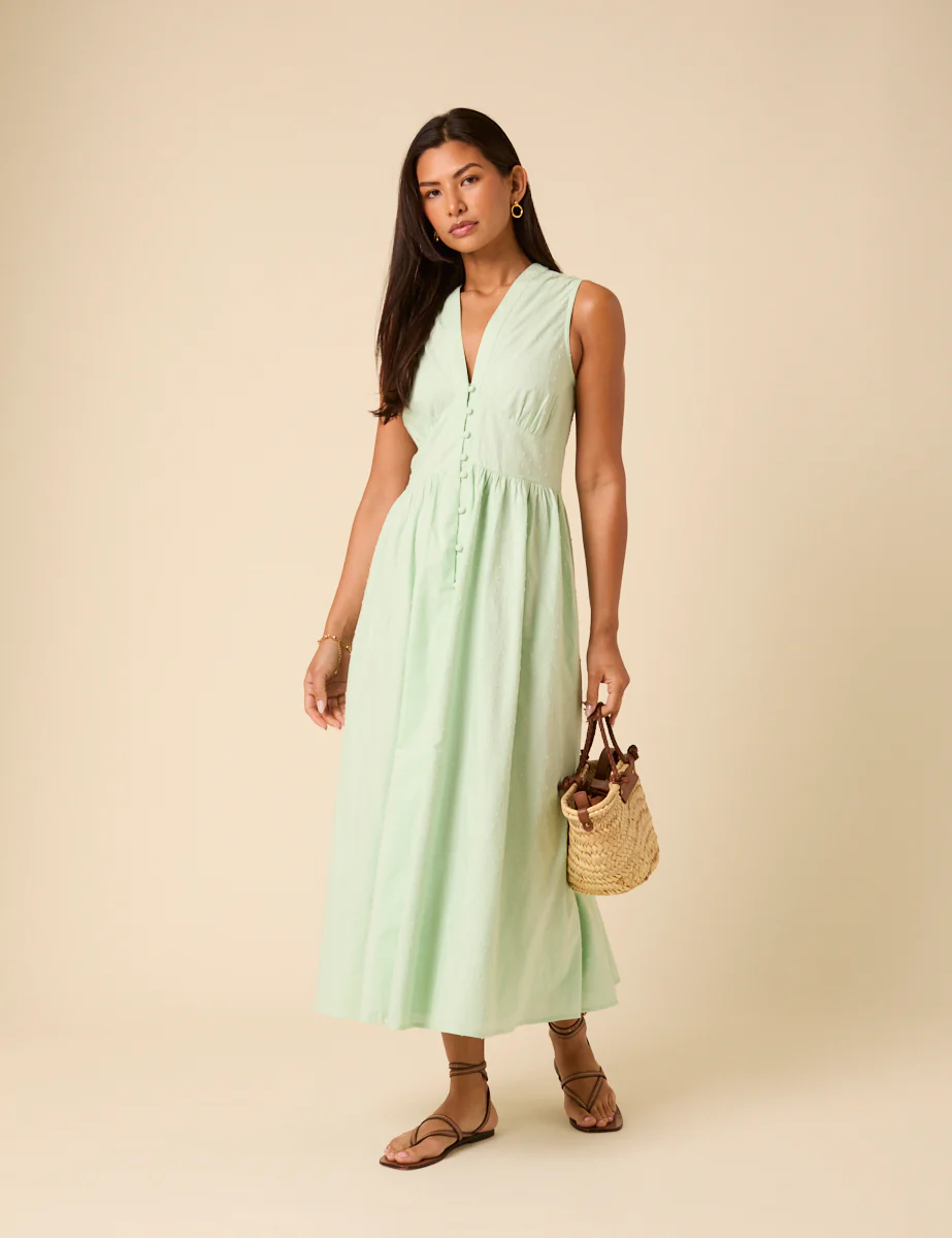 Mint Green Sleeveless Starlight Midi Dress - Image 2