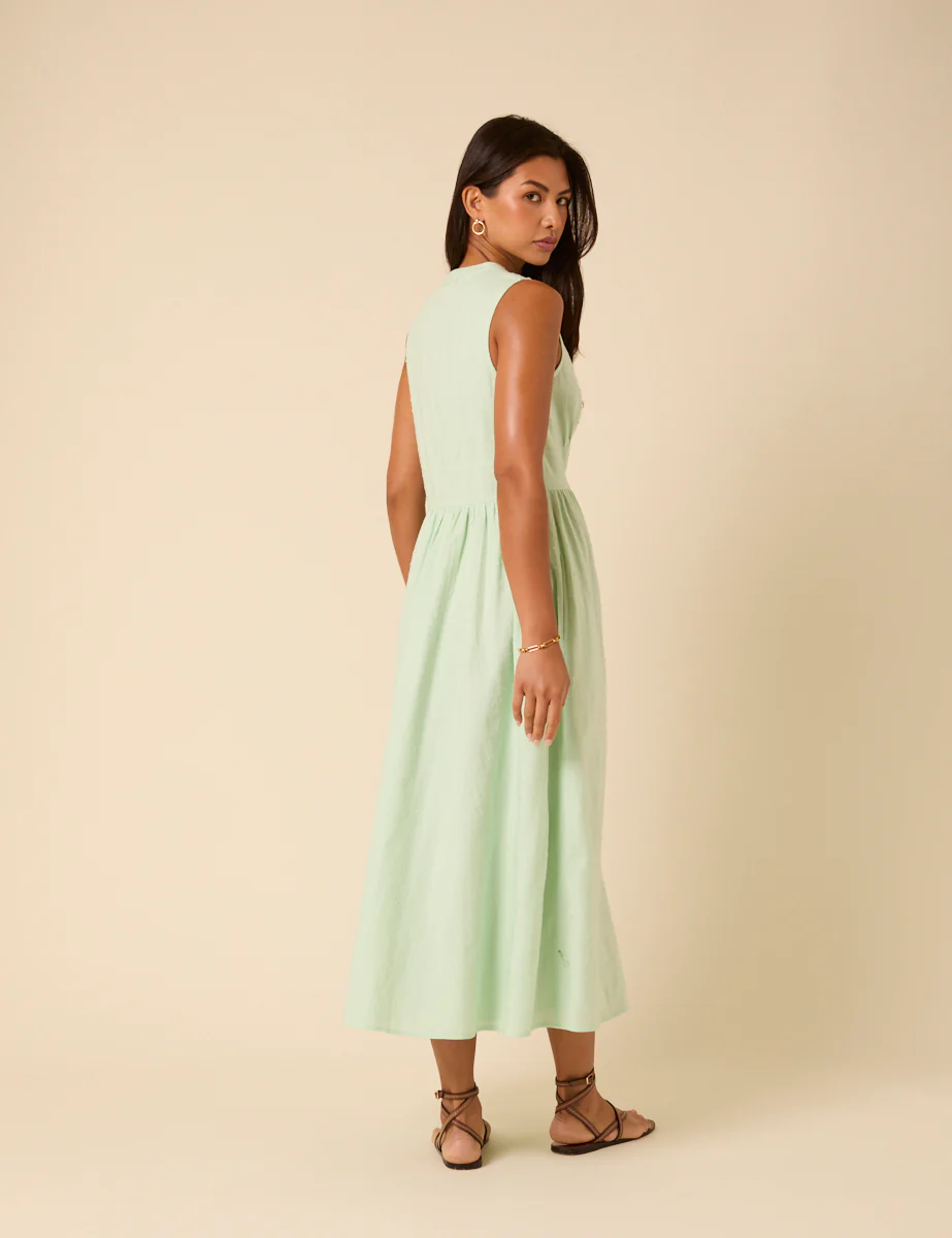 Mint Green Sleeveless Starlight Midi Dress - Image 3