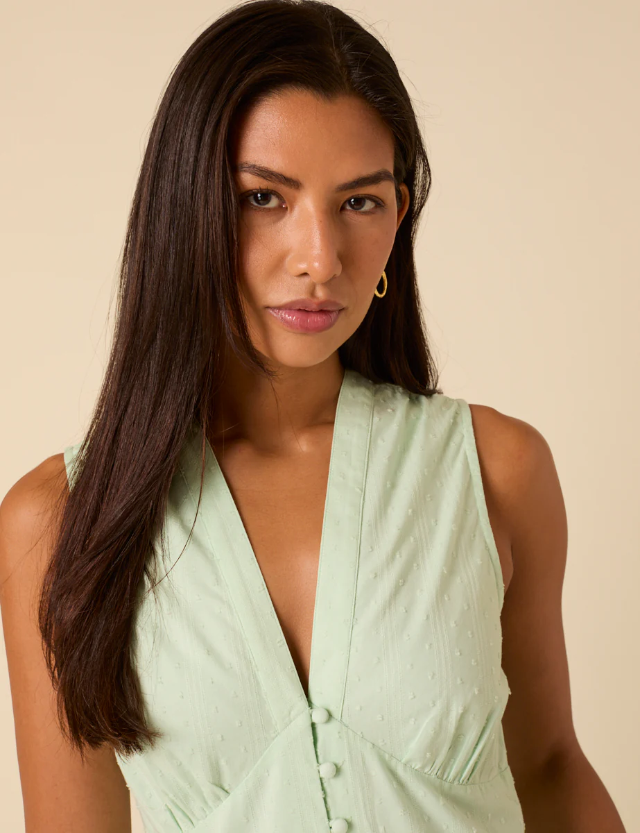 Mint Green Sleeveless Starlight Midi Dress - Image 4