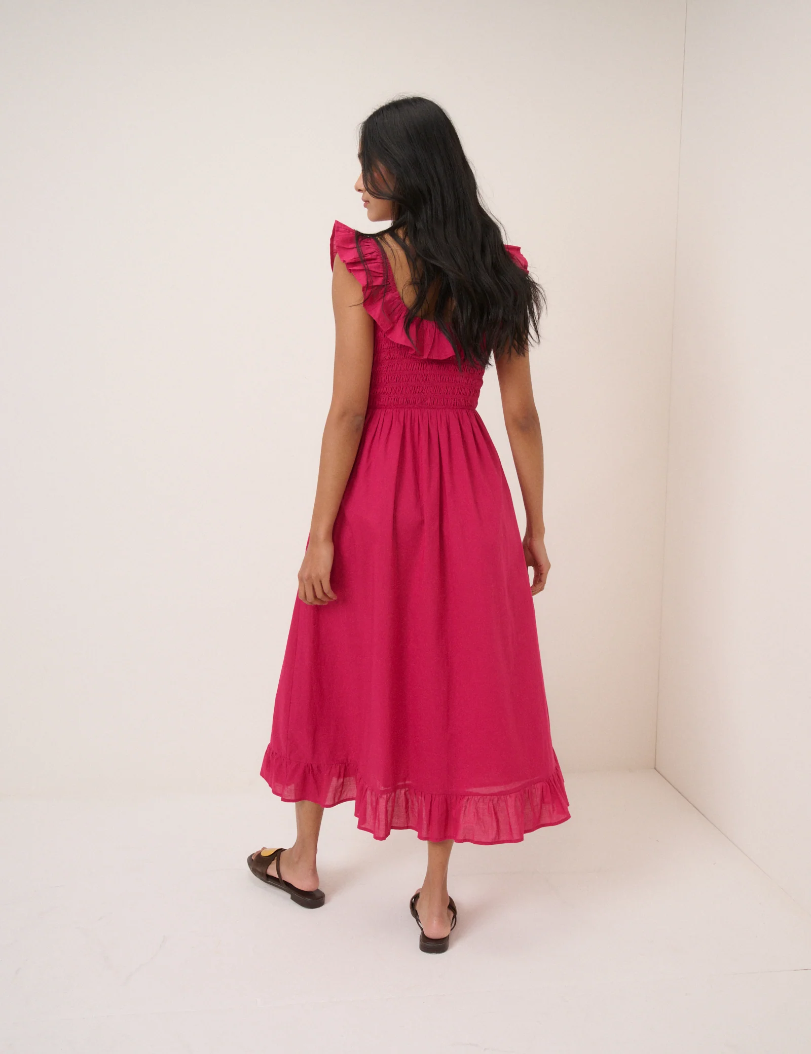Pink Shirred Mona Midi Dress - Image 5