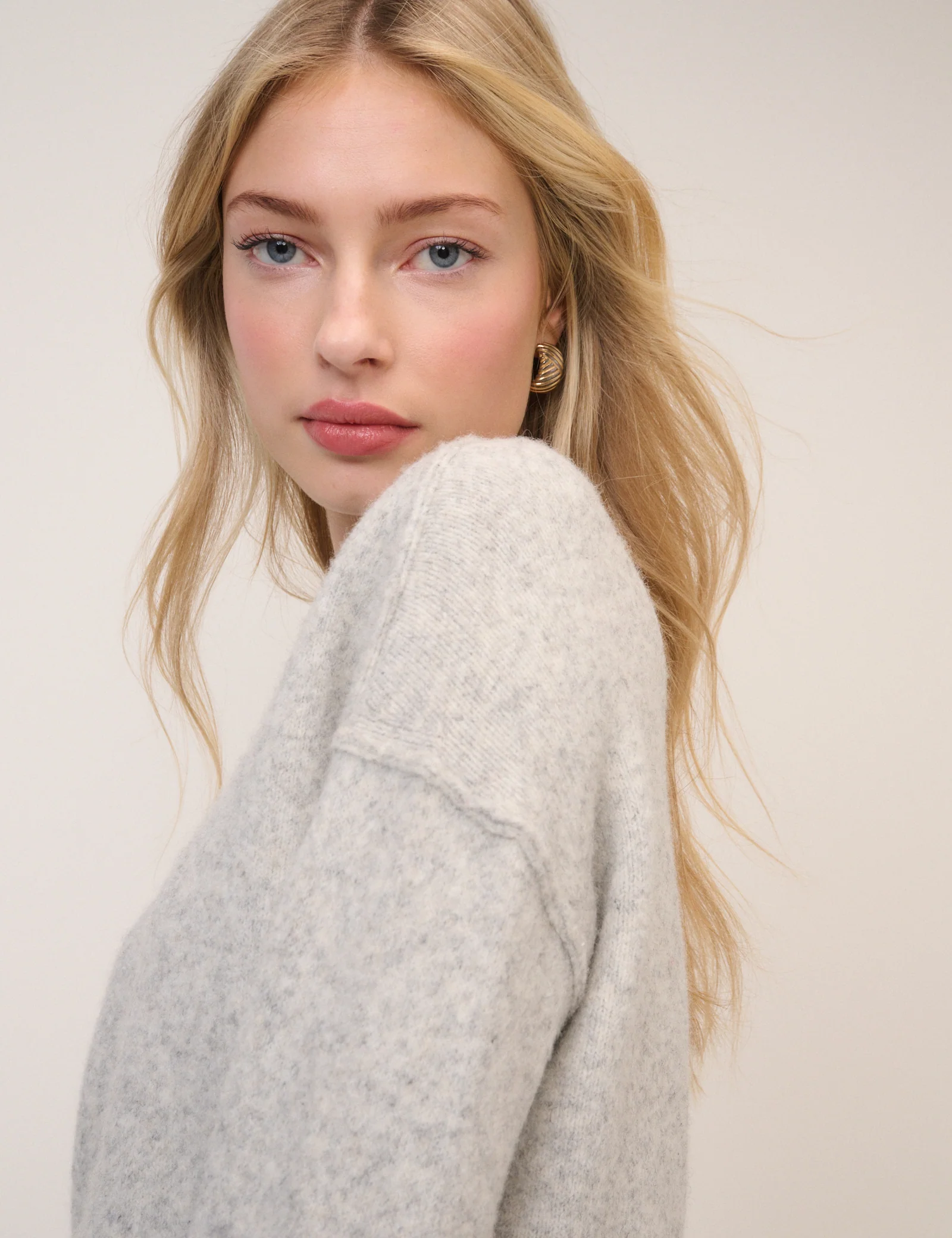 Grey Slash Neck Knitted Jumper - Image 2