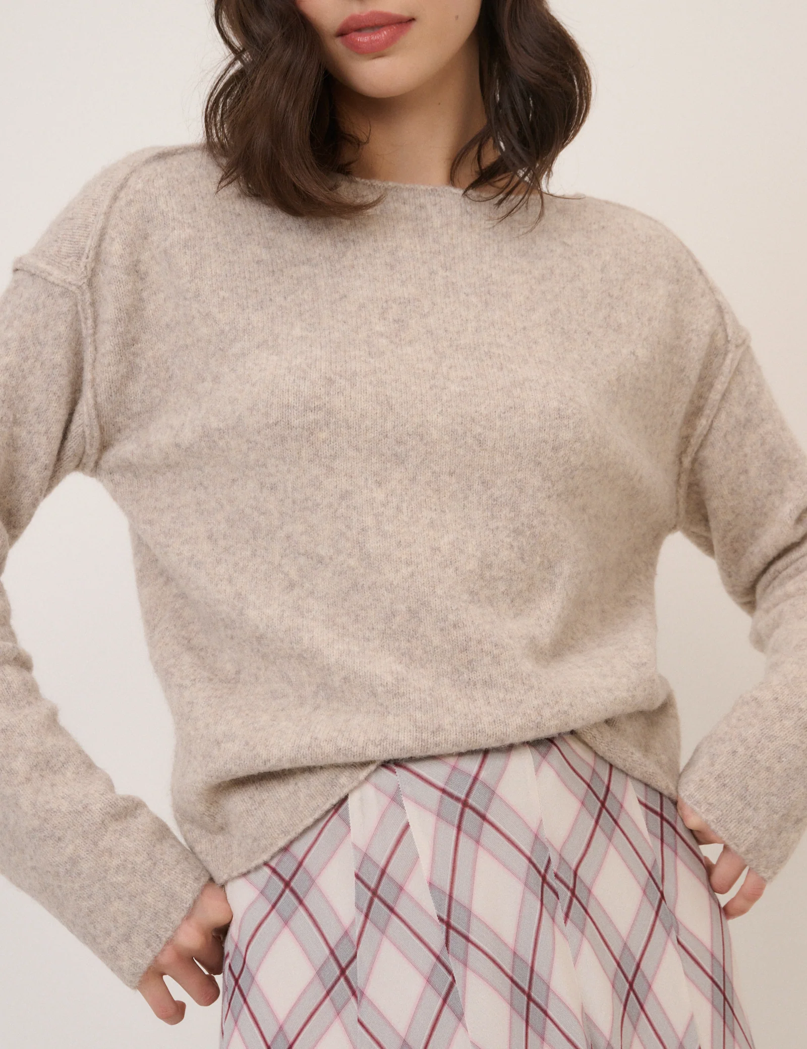 Beige Boat Neck Jumper - Image 4