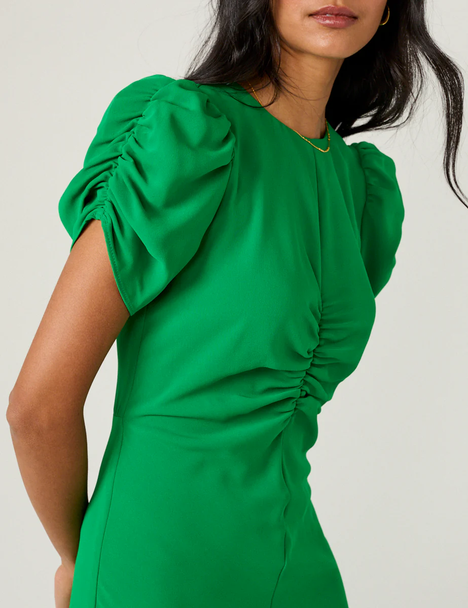 Green Ruched Naomi Midi Dress - Image 2