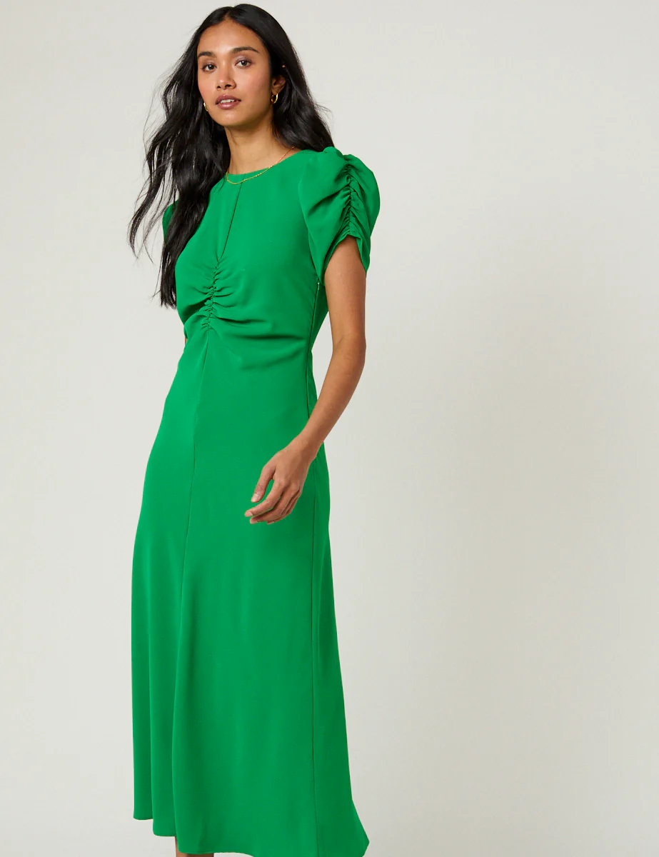 Green Ruched Naomi Midi Dress - Image 4