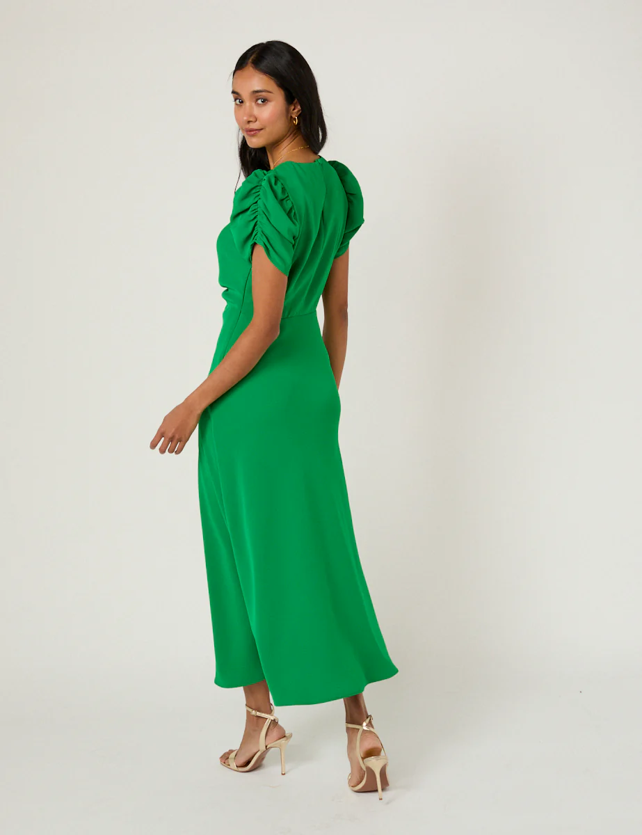 Green Ruched Naomi Midi Dress - Image 5