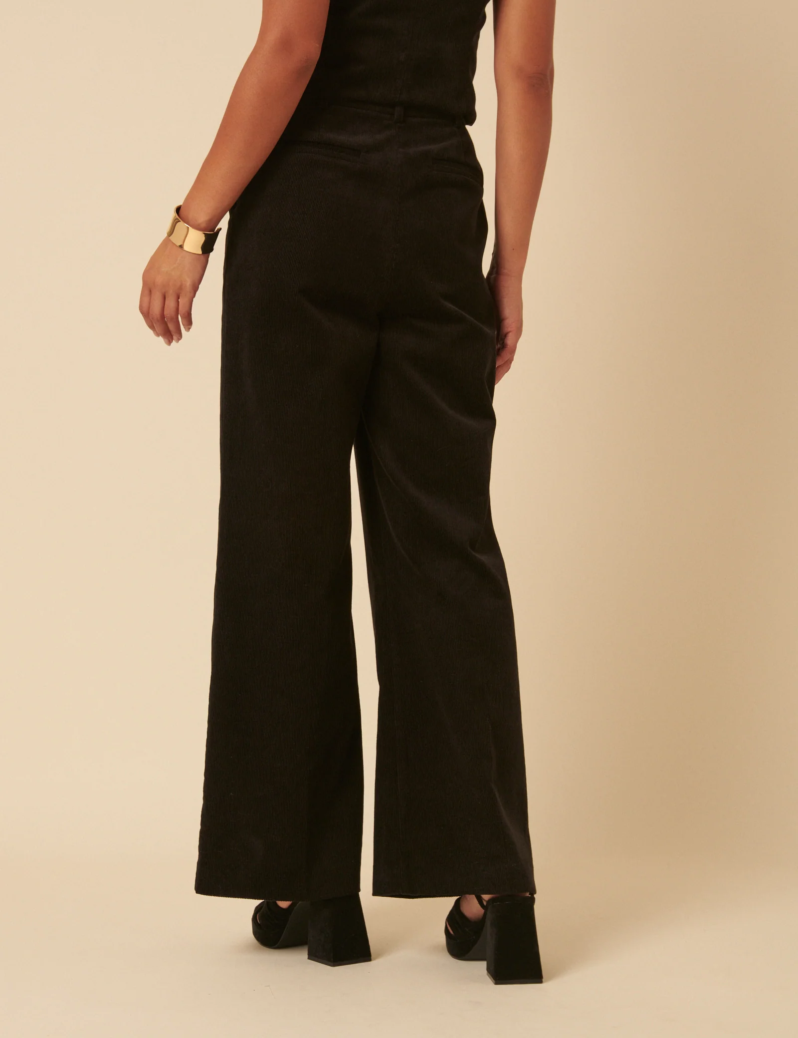 NC x Lisou Black Cord High Waist Wide Leg Trousers - Image 5