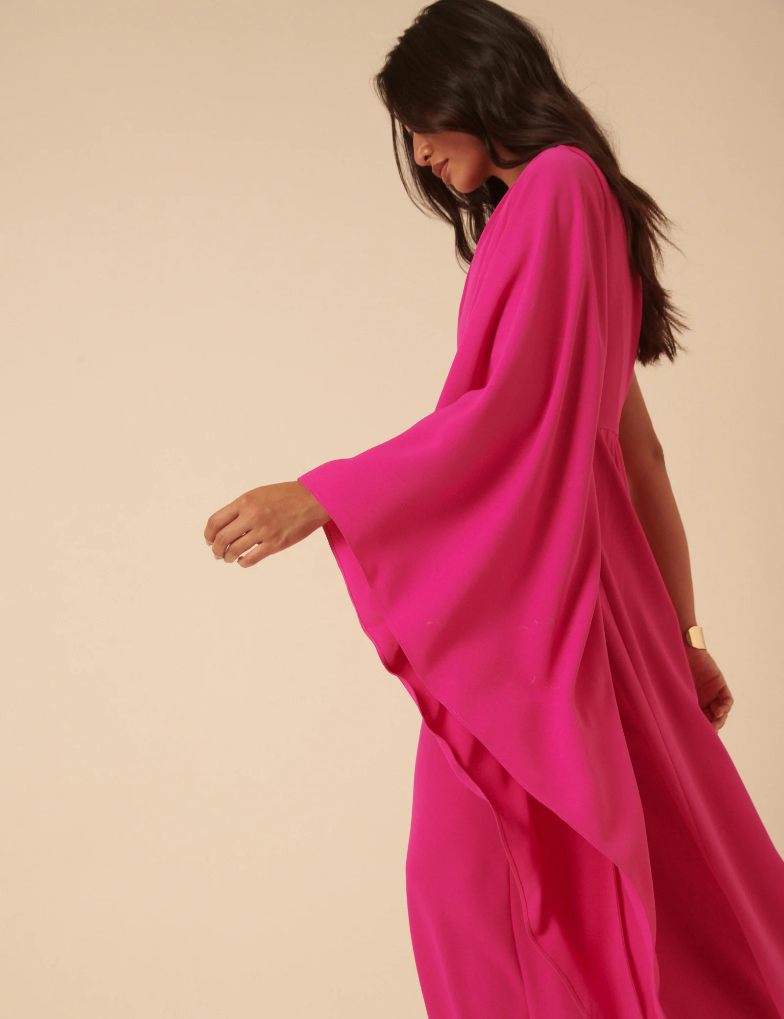 NC x Lisou Pink Crepe One Shoulder Jay Draped Jumpsuit - Image 4