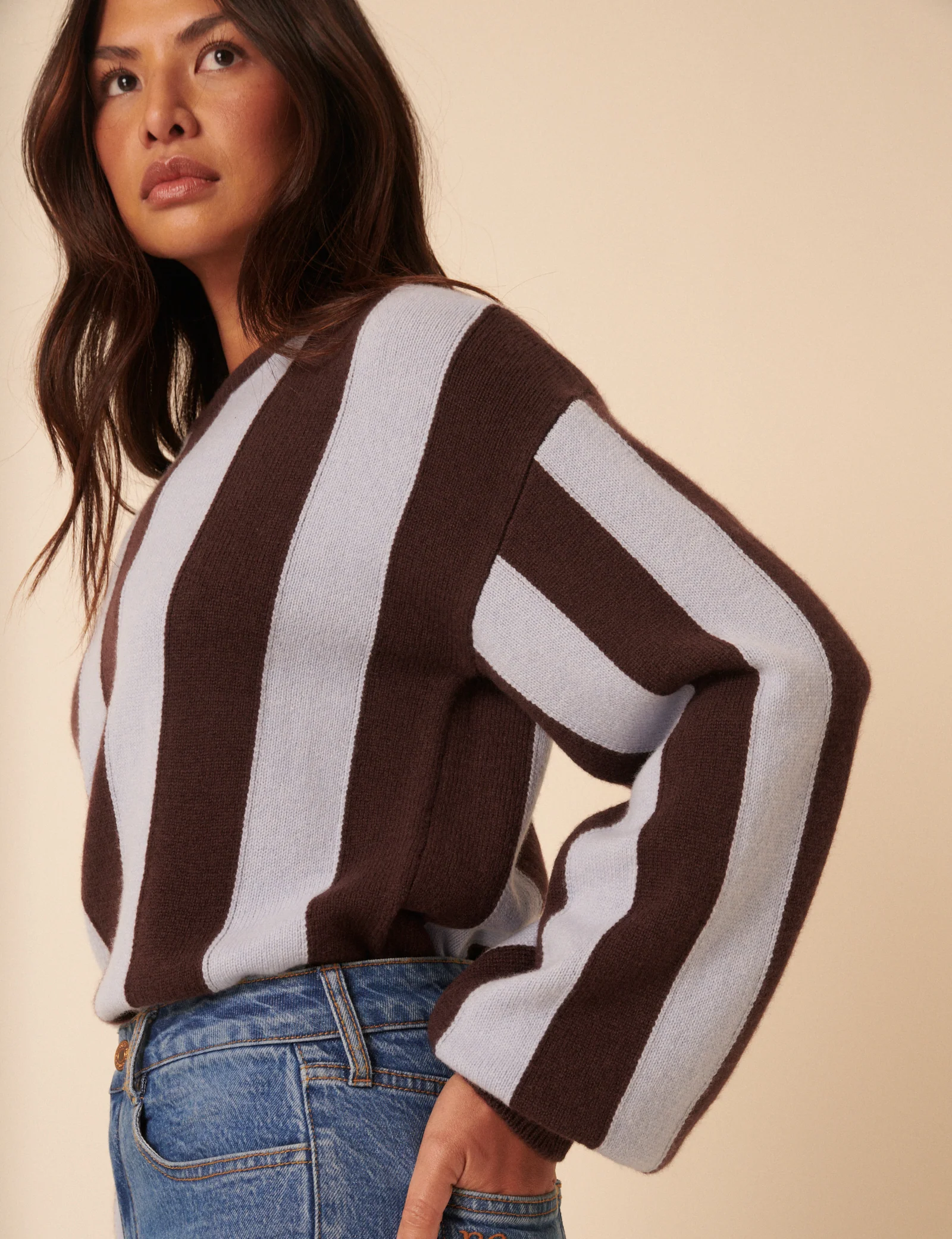 NC x TBCo Brown And Blue Striped Wool Jumper - Image 3