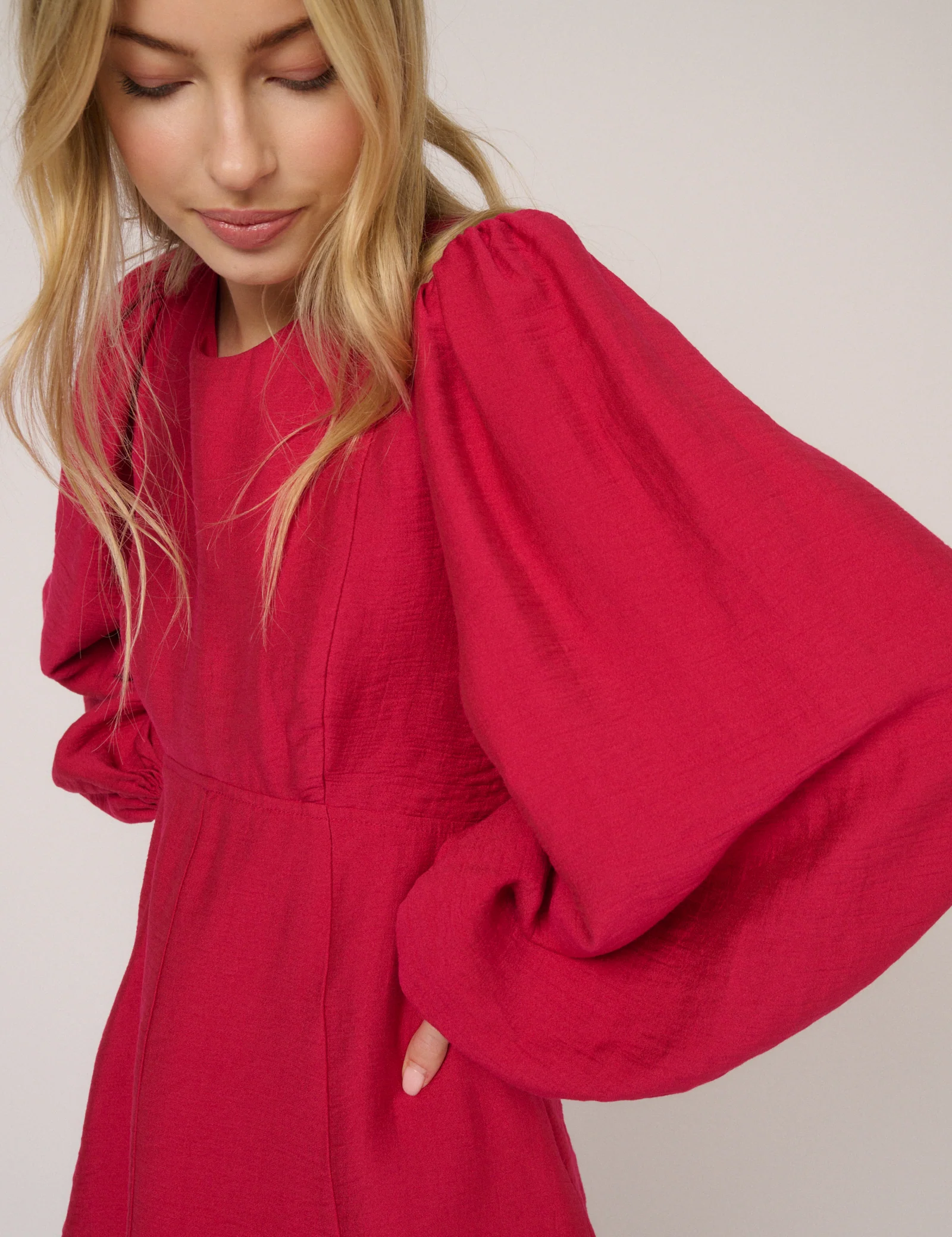 Pink Balloon Sleeve Nicki Mini Dress - Image 4