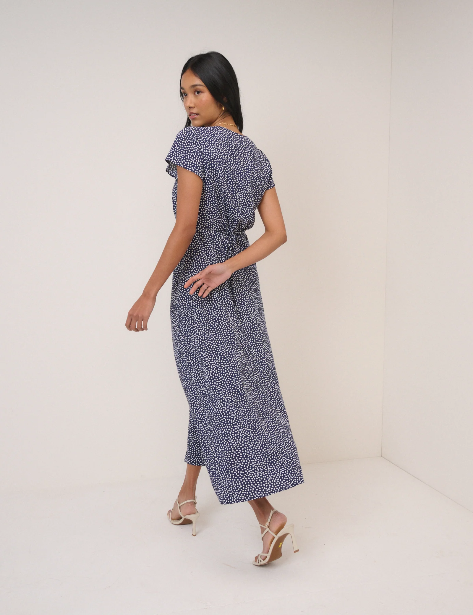 Blue Polka Dot Nora Midi Dress - Image 5