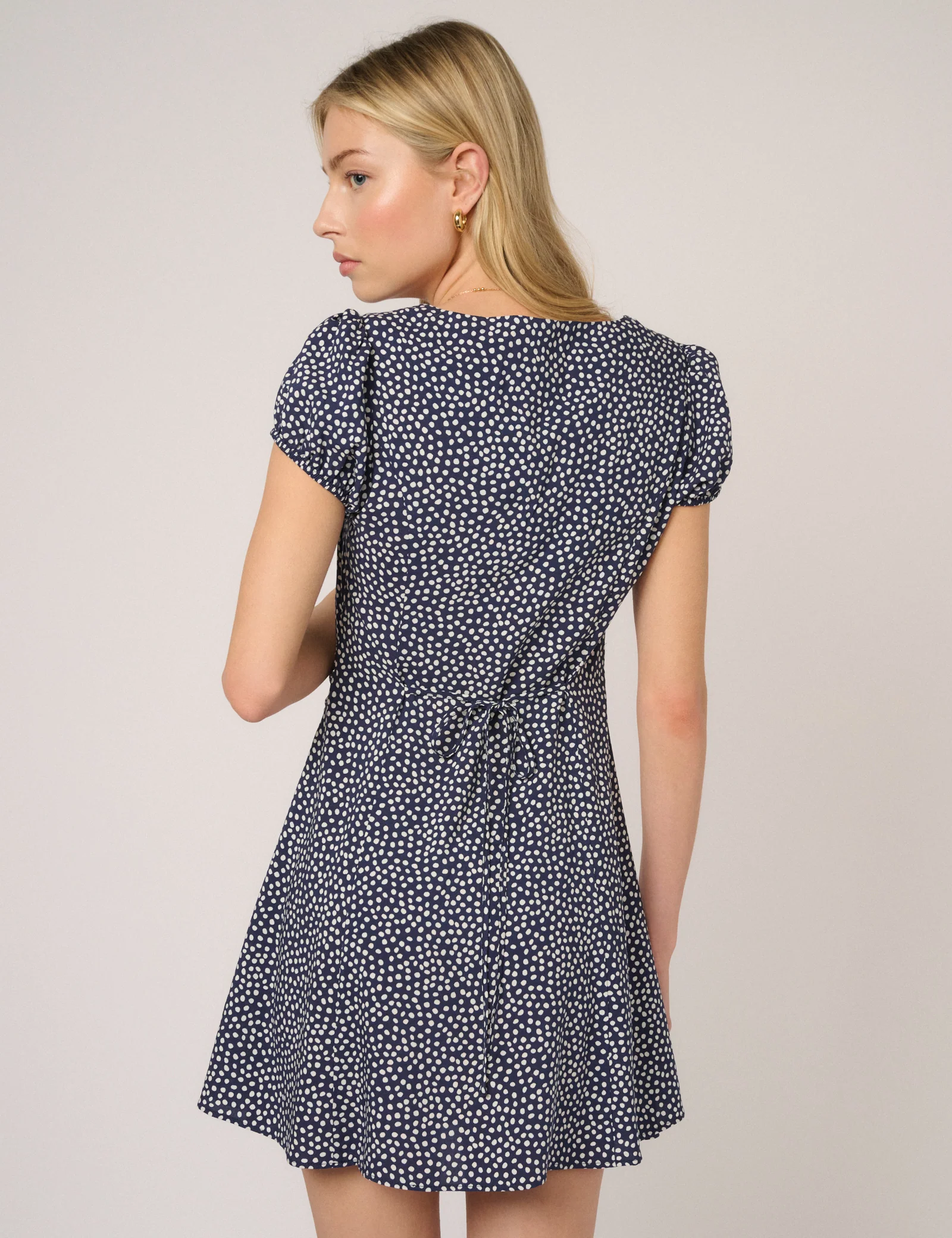 Navy Spotty Norelle Mini Dress - Image 5
