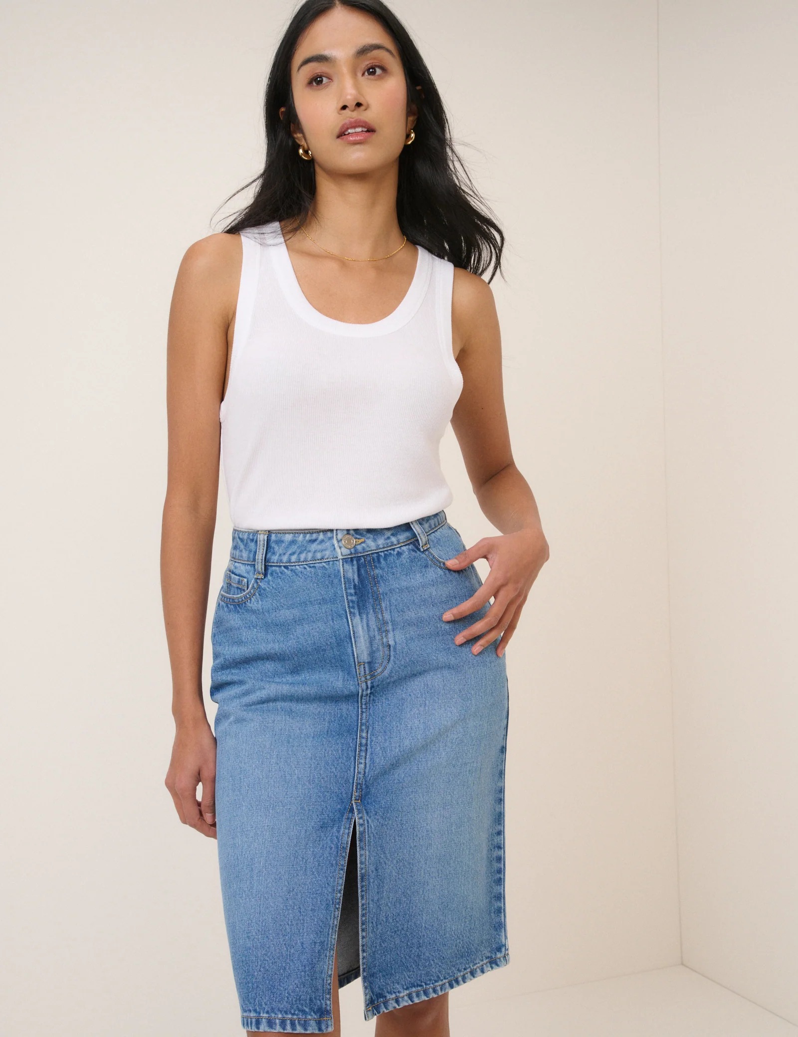 Denim Midi Skirt - Image 3