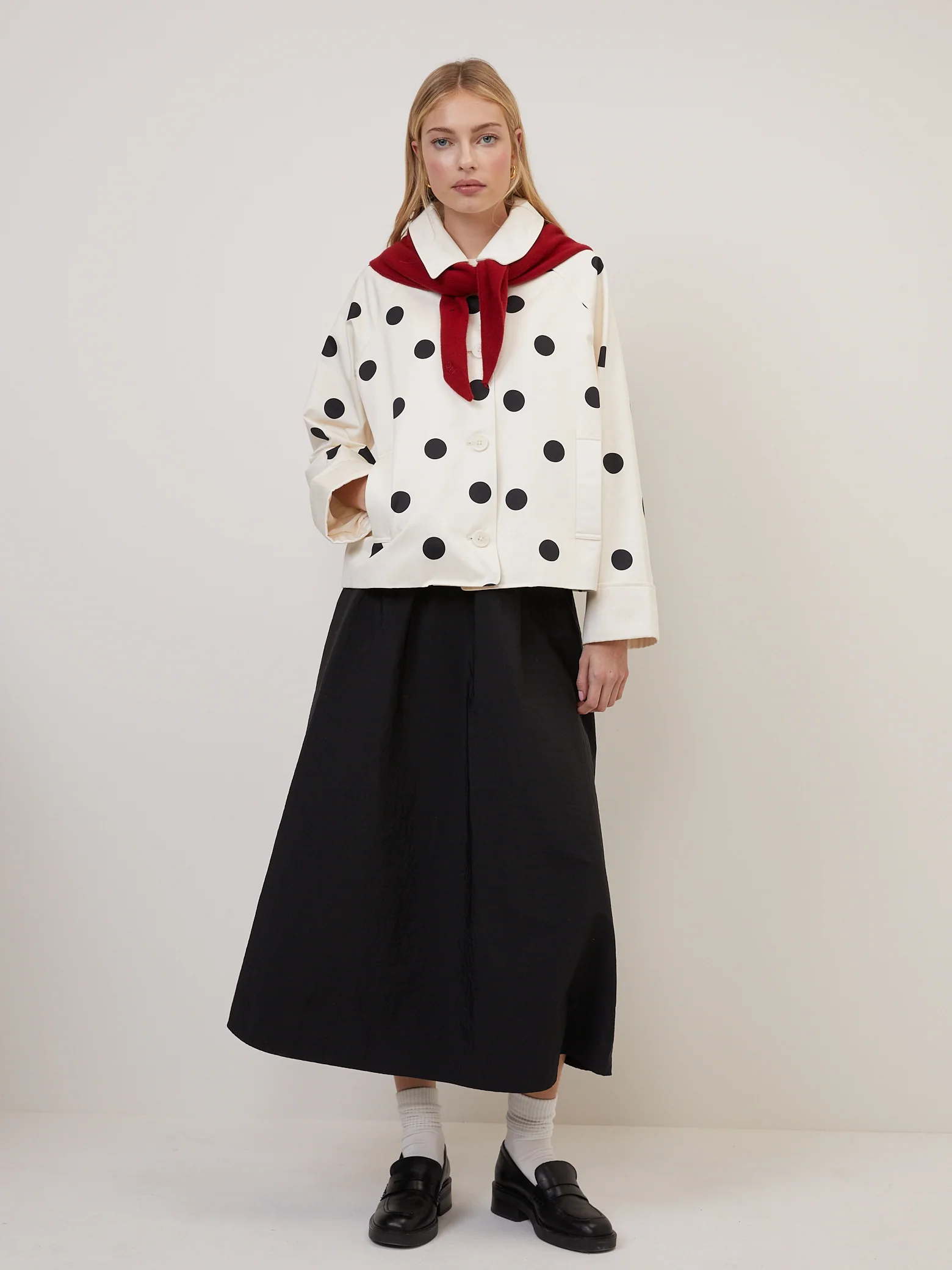 Cream Polka Dot Swing Jacket - Image 3