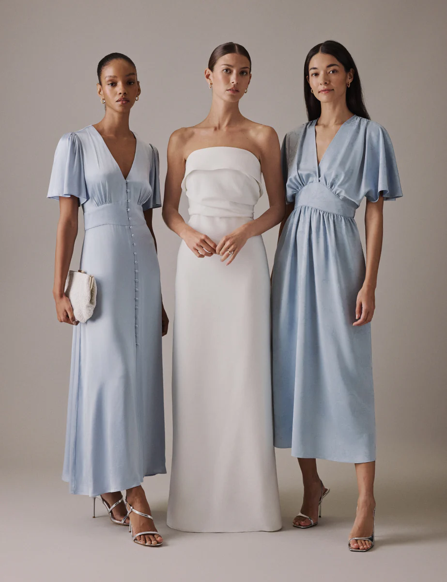 Pale Blue V-Neck Midi Erin Dress - Image 4