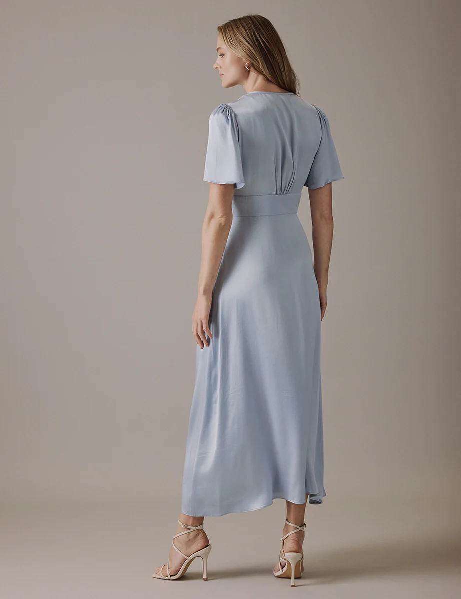 Pale Blue V-Neck Midi Erin Dress - Image 5