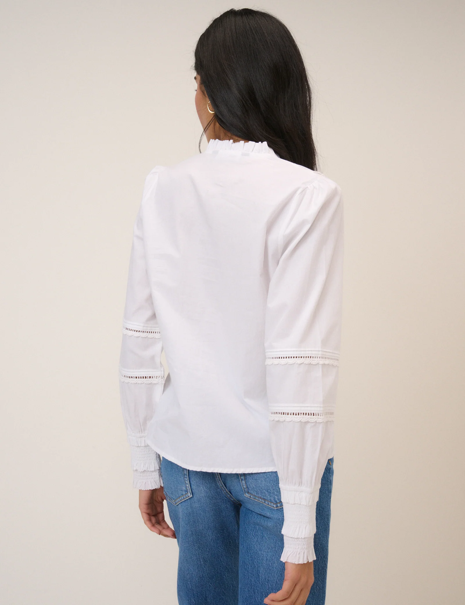 White Lace Trim Blouse - Image 5