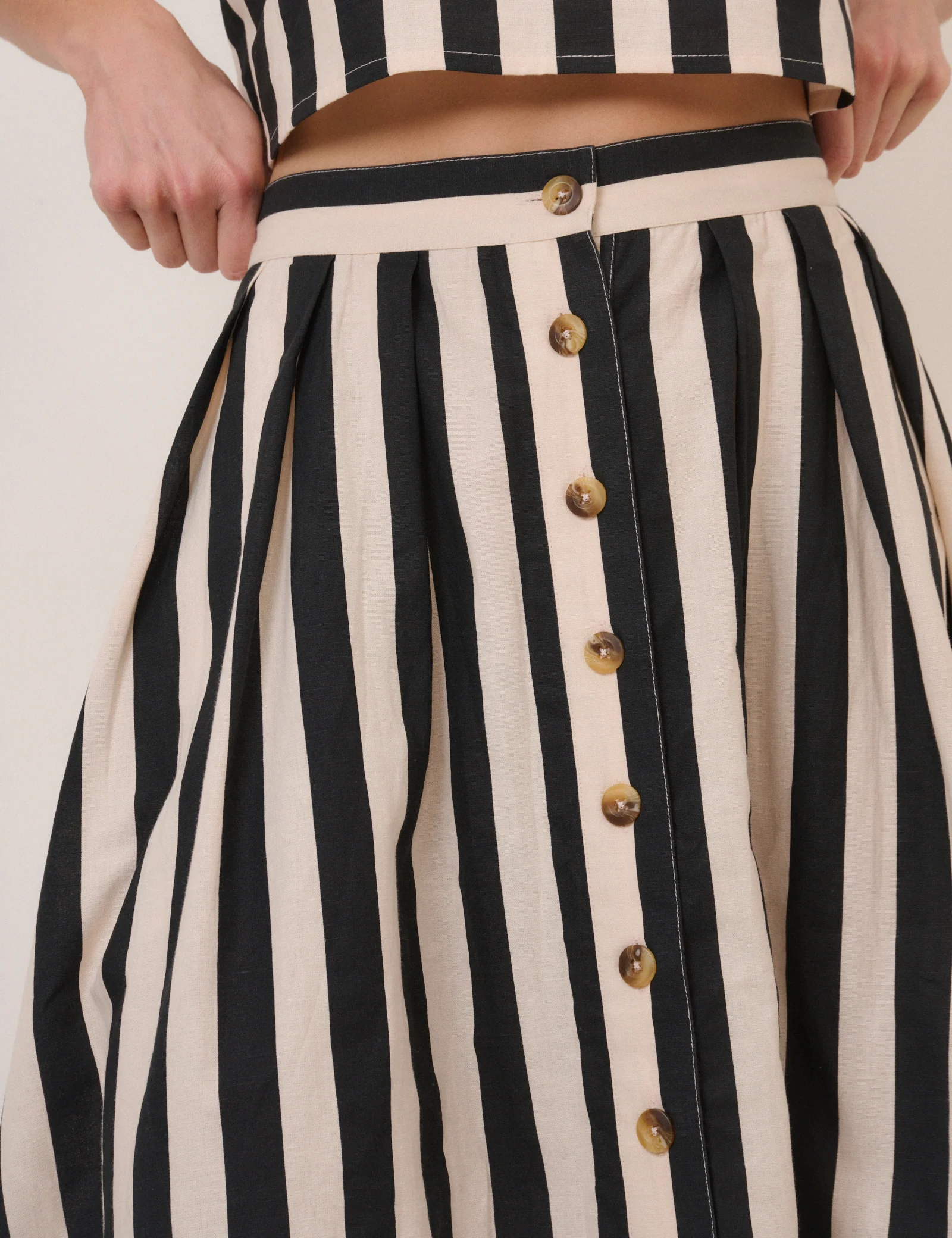 Black Striped Midi Skirt - Image 3