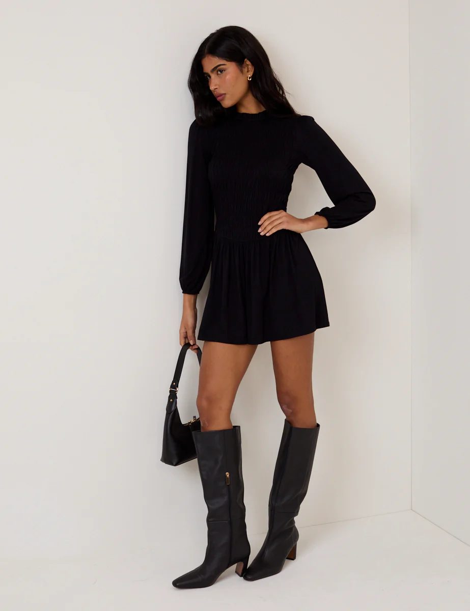Petite Black Siobhan Jersey Mini Dress