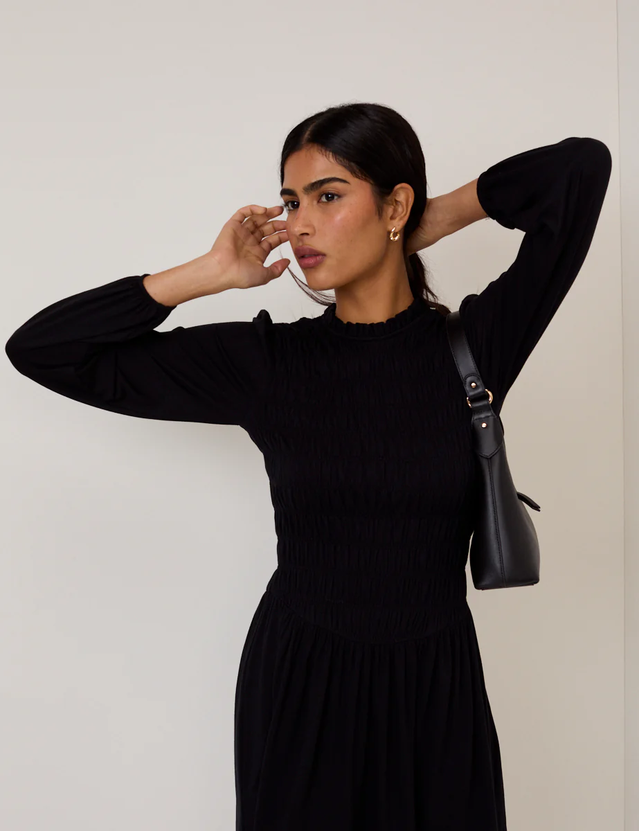 Petite Black Siobhan Jersey Mini Dress - Image 2
