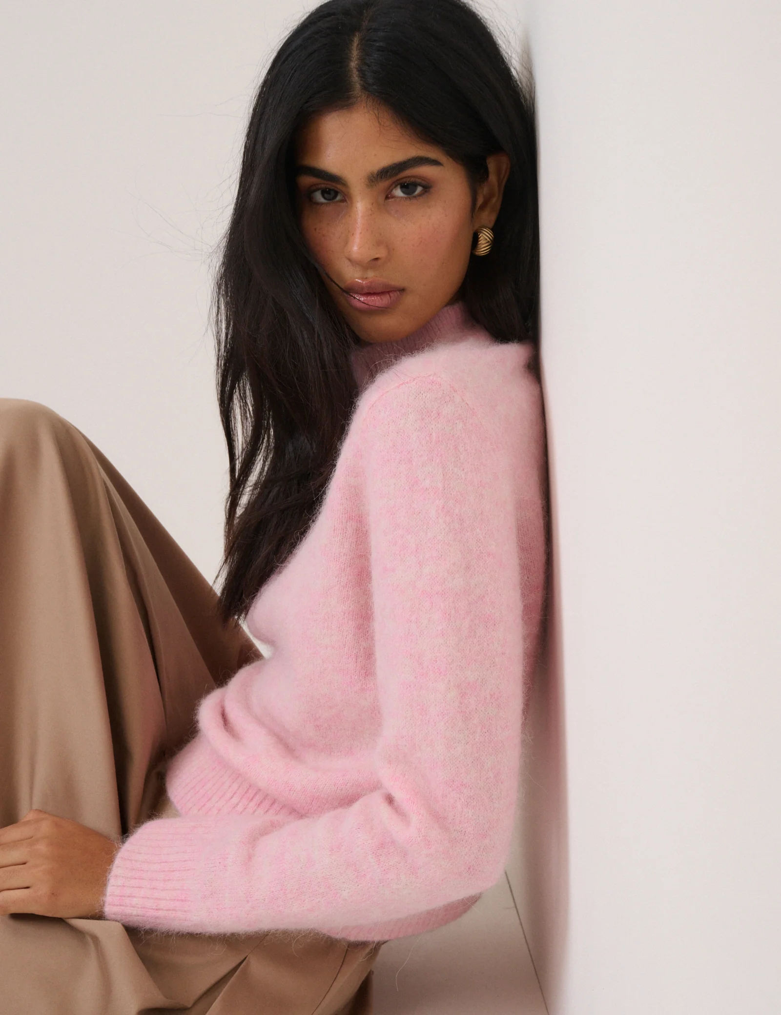 Pink Funnel Neck Knitted Jumper - Image 3
