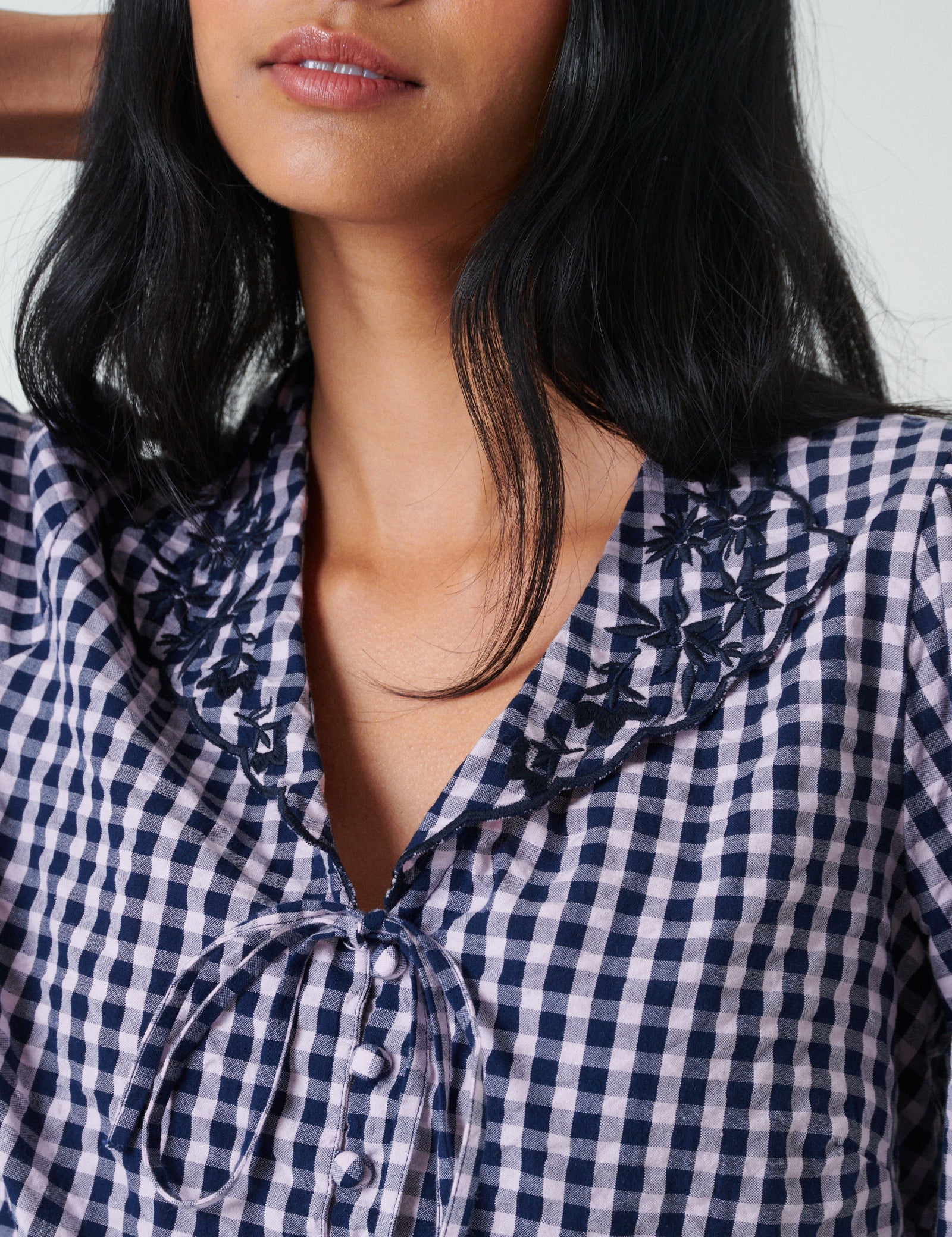 Pink And Navy Gingham Top - Image 2